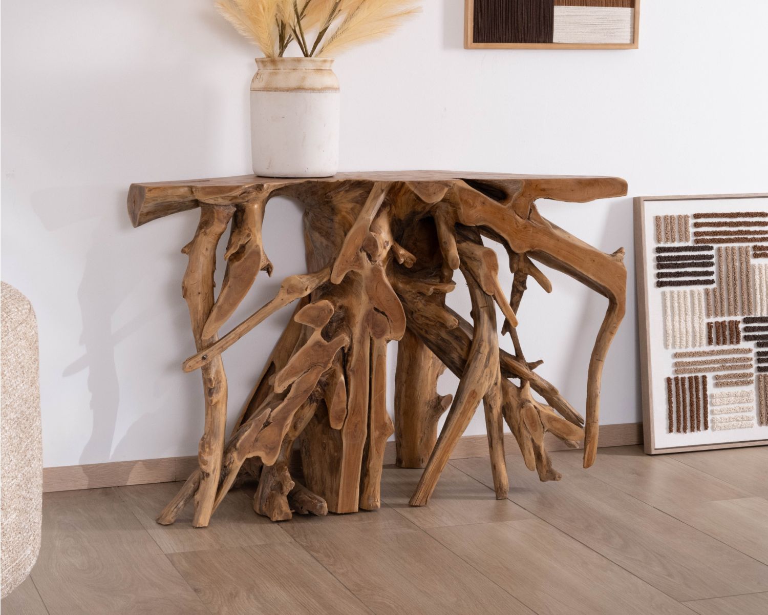 Consolle "Kanoa" in radice di teak naturale