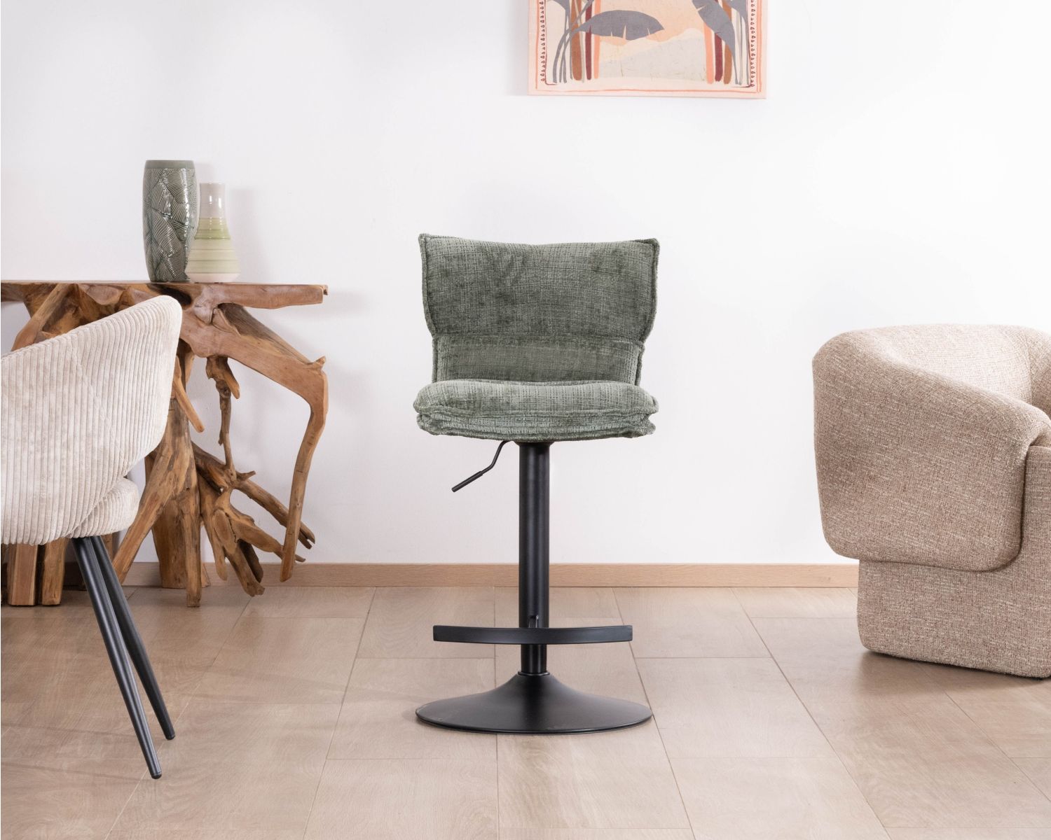 Set di 2 seggioloni regolabili in altezza "Topley" in velluto verde salvia, imbottitura comfort