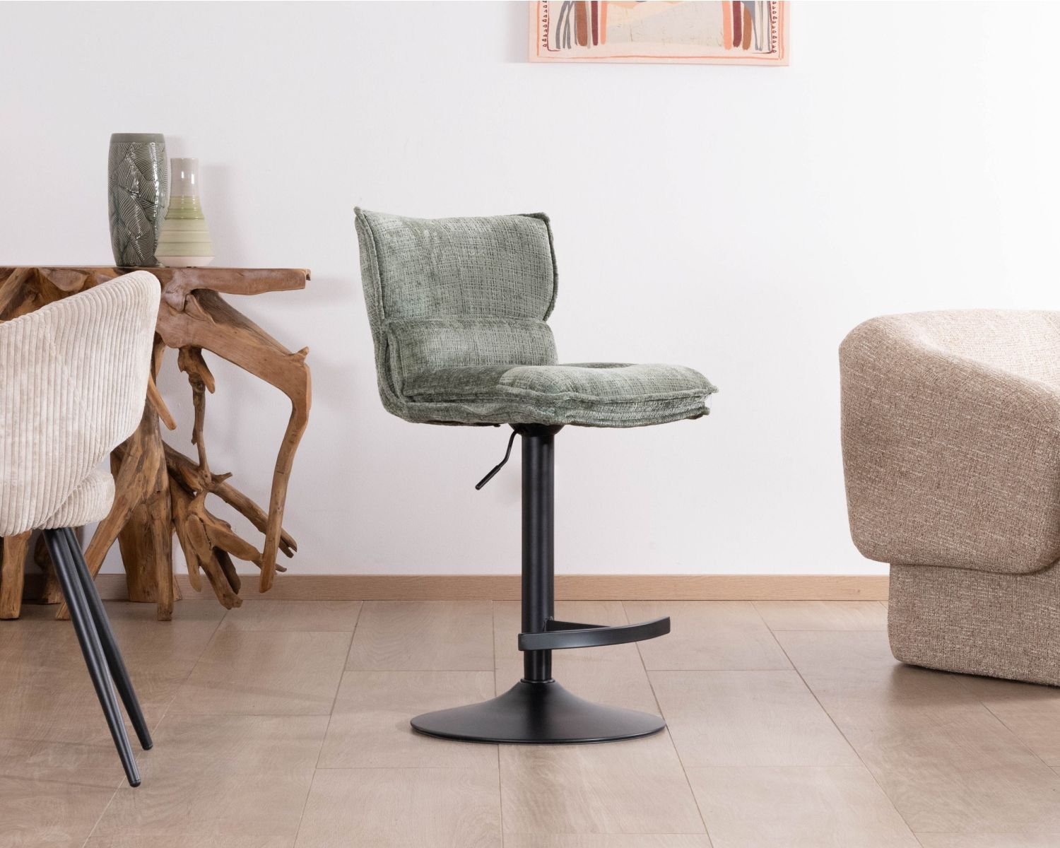 Set di 2 seggioloni regolabili in altezza "Topley" in velluto verde salvia, imbottitura comfort