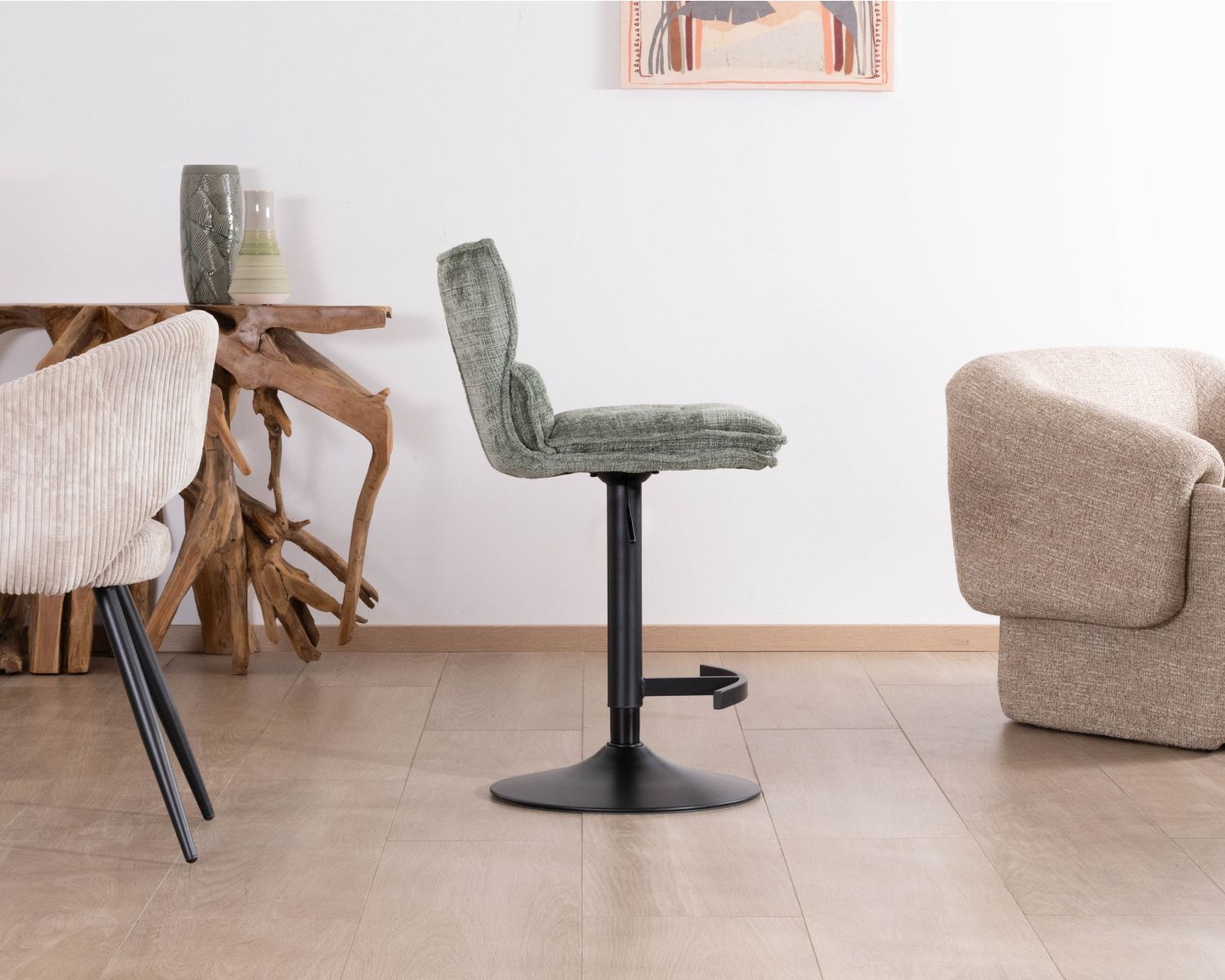 Set di 2 seggioloni regolabili in altezza "Topley" in velluto verde salvia, imbottitura comfort