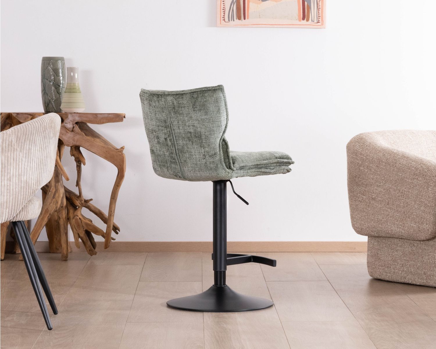 Set di 2 seggioloni regolabili in altezza "Topley" in velluto verde salvia, imbottitura comfort