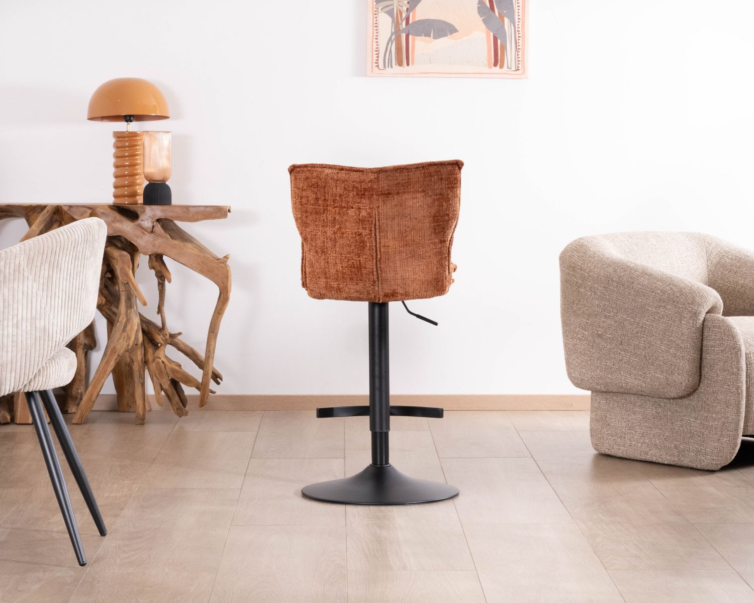 Set di 2 sedie da bar imbottite e regolabili in altezza "Topley" in terracotta