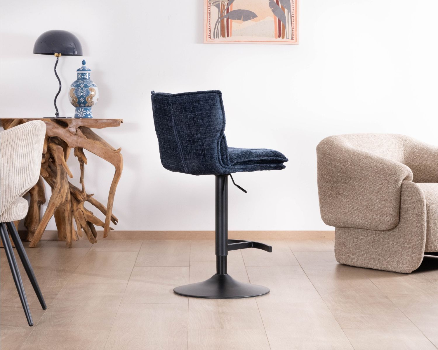 Set di 2 seggioloni trapuntati "Topley" regolabili in altezza in tessuto blu notte