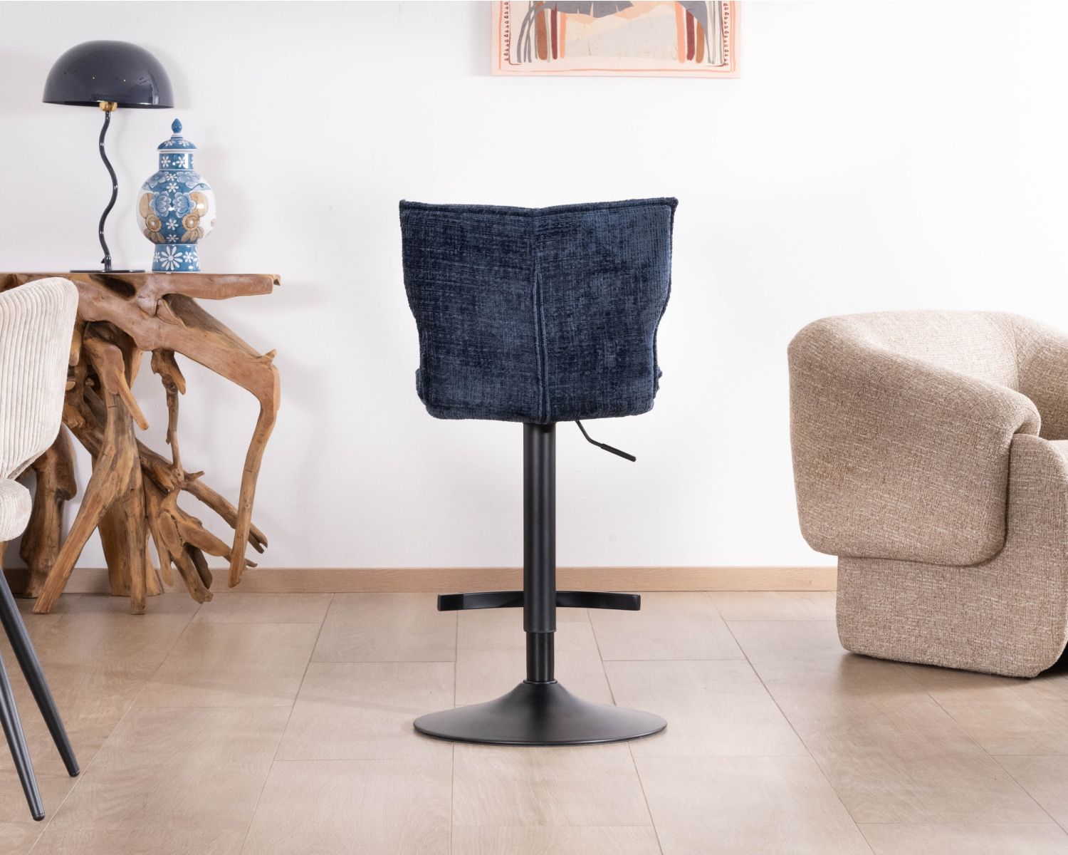 Set di 2 seggioloni trapuntati "Topley" regolabili in altezza in tessuto blu notte