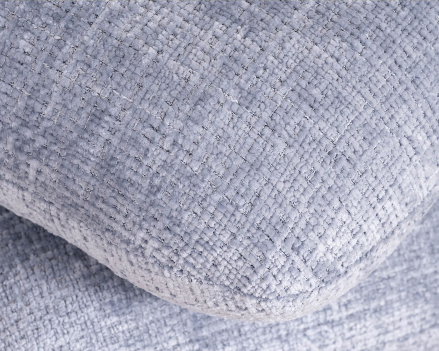 Pouf girevole in stile scandinavo in tessuto intrecciato blu ghiaccio con riflessi luminosi, Flow