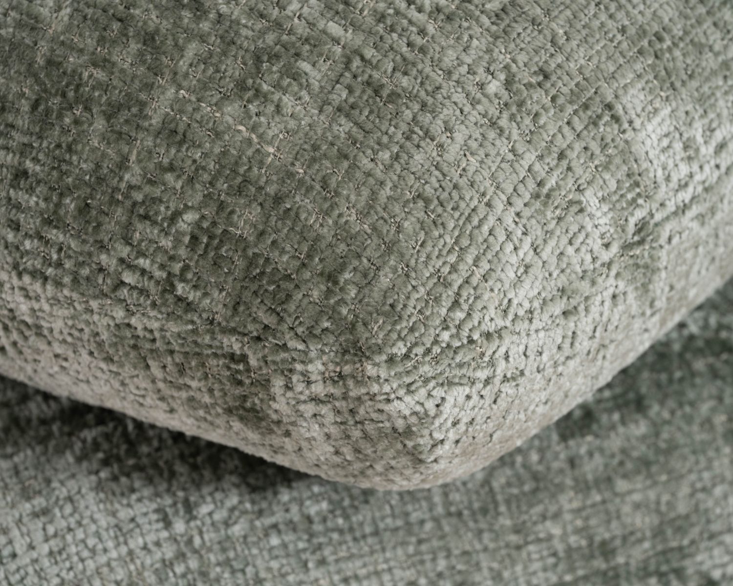 Pouf girevole contemporaneo in stile Zen "Flow" in tessuto intrecciato verde salvia