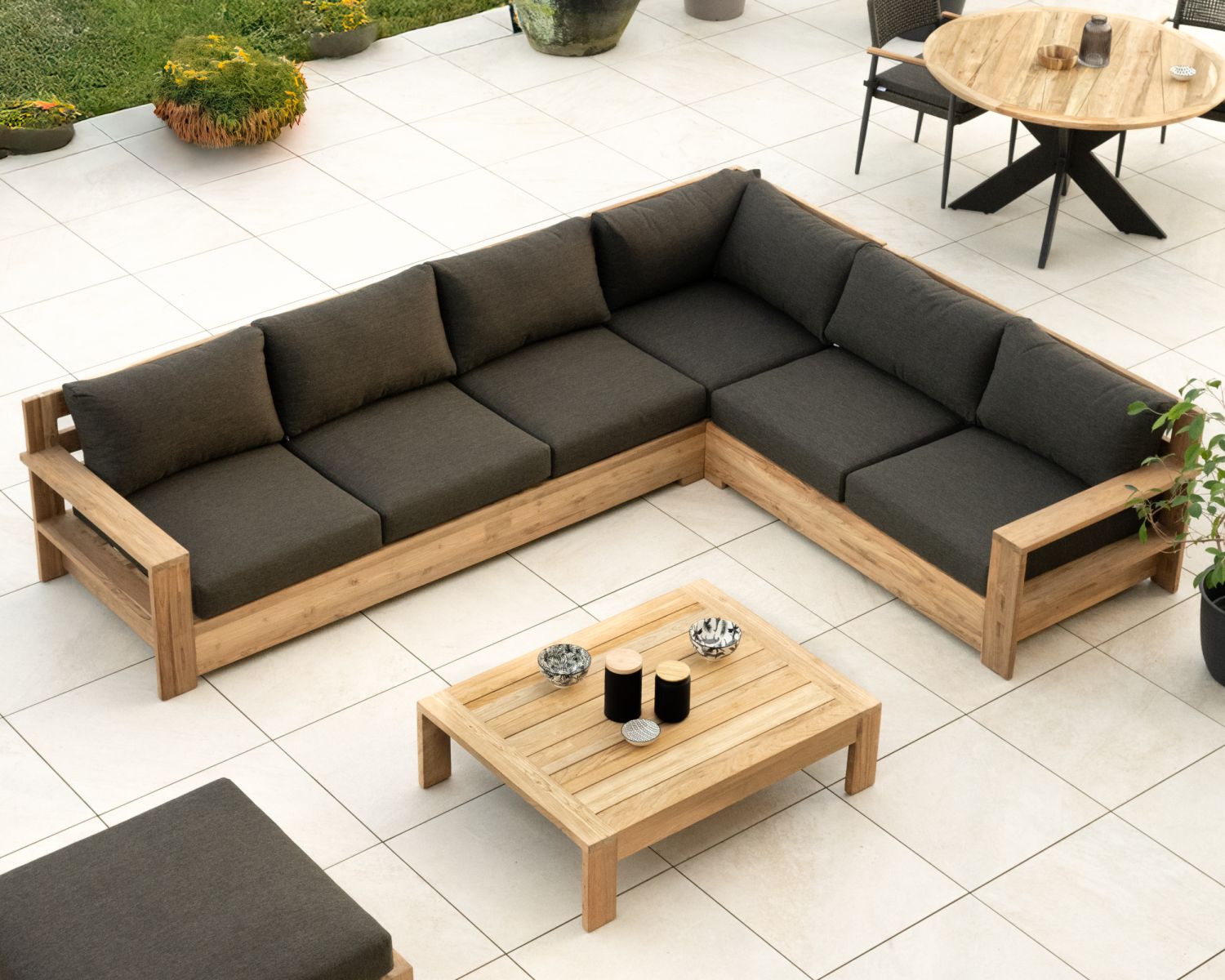 Tavolino rettangolare da esterno in teak "Zenith" 110 cm