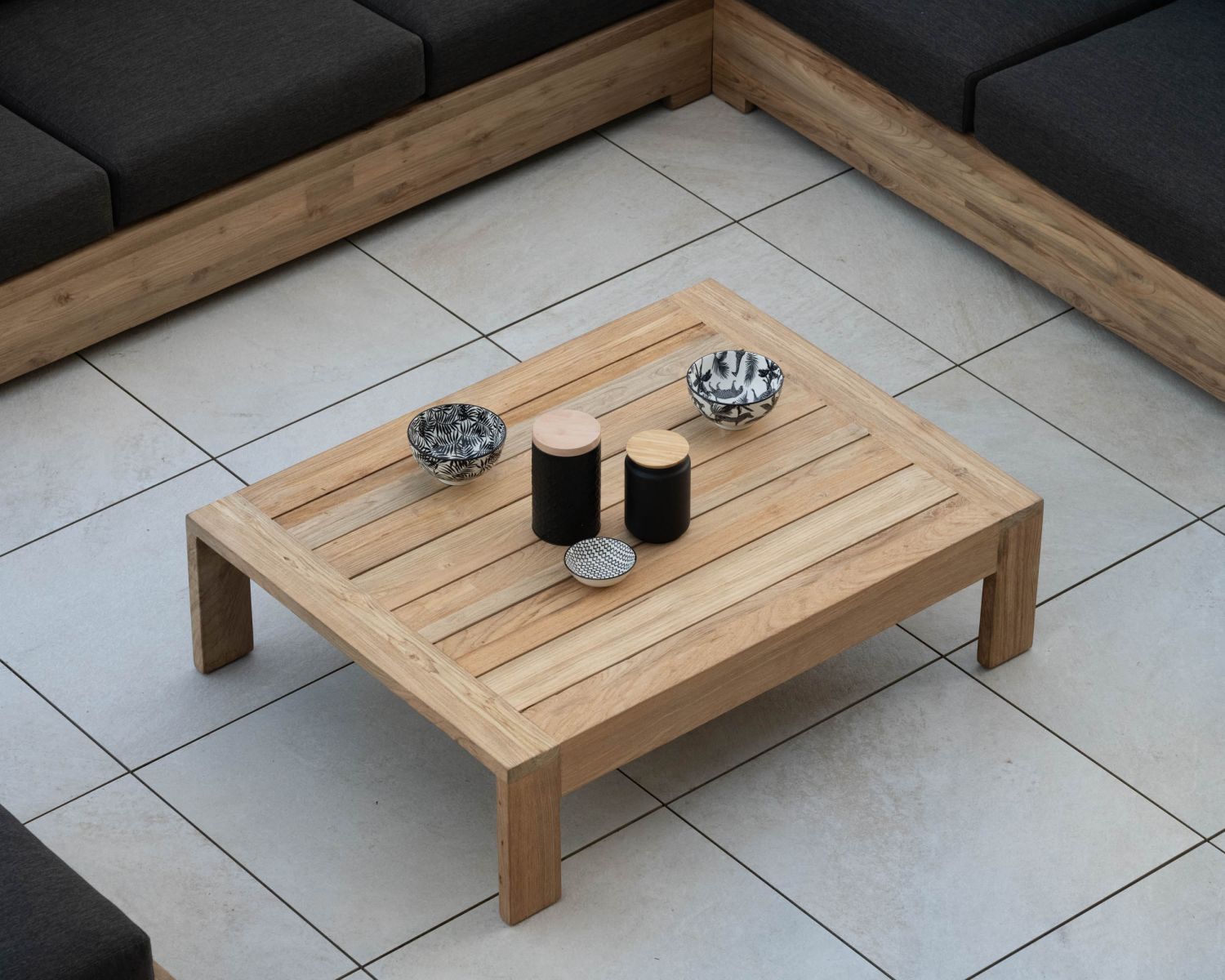 Tavolino rettangolare da esterno in teak "Zenith" 110 cm