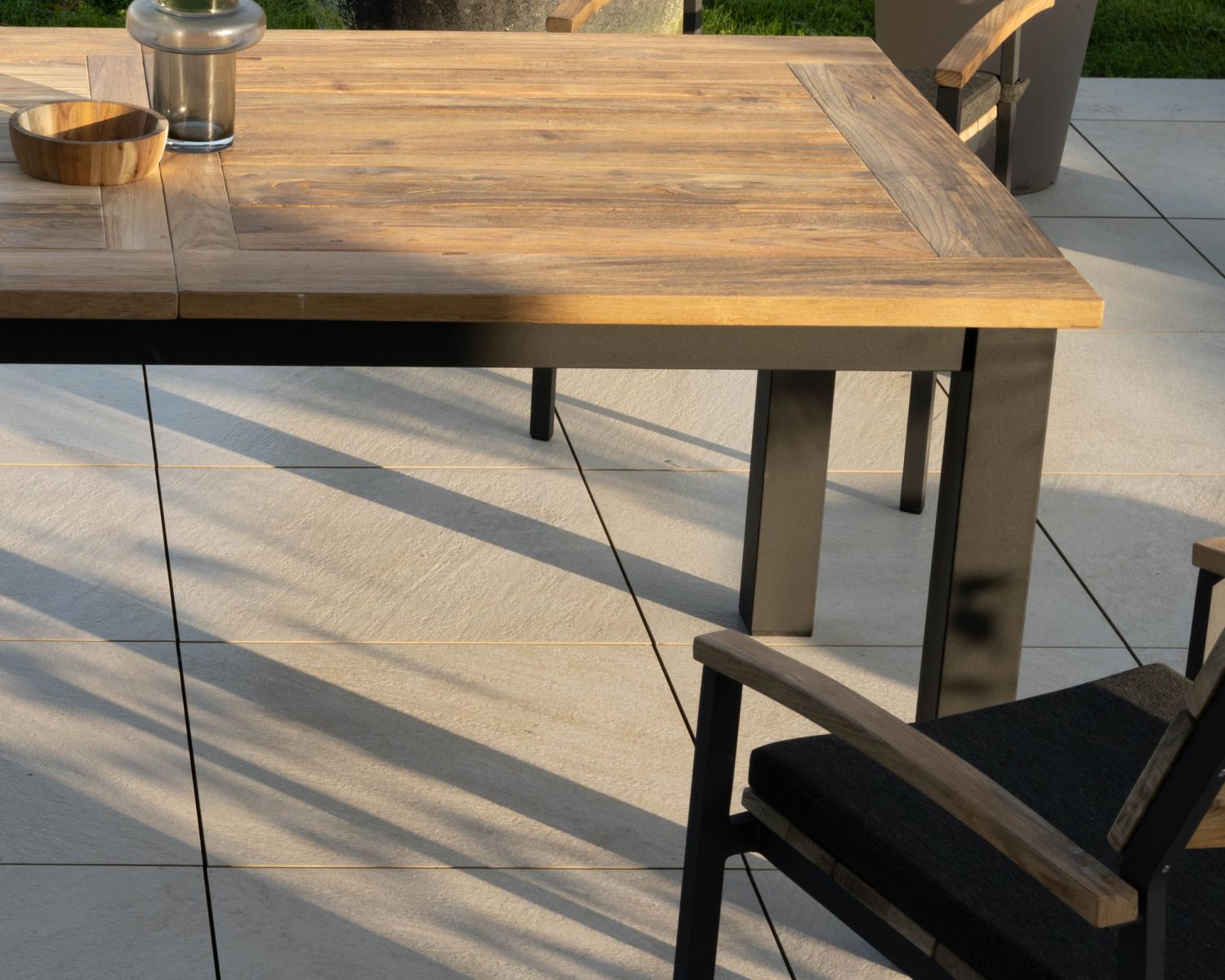 Tavolo da giardino da 180 a 240 cm con prolunga centrale "Ozone" in teak e alluminio