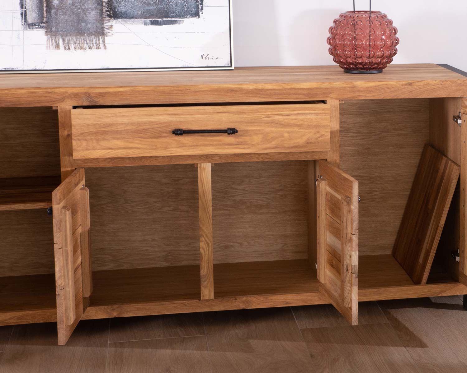 Grande credenza in rovere e metallo a 4 ante e 1 cassetto "Catania" Casita