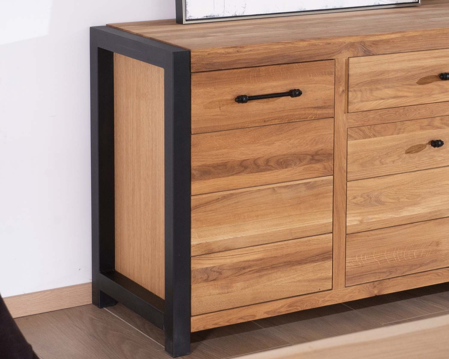 Grande credenza in rovere e metallo a 4 ante e 1 cassetto "Catania" Casita