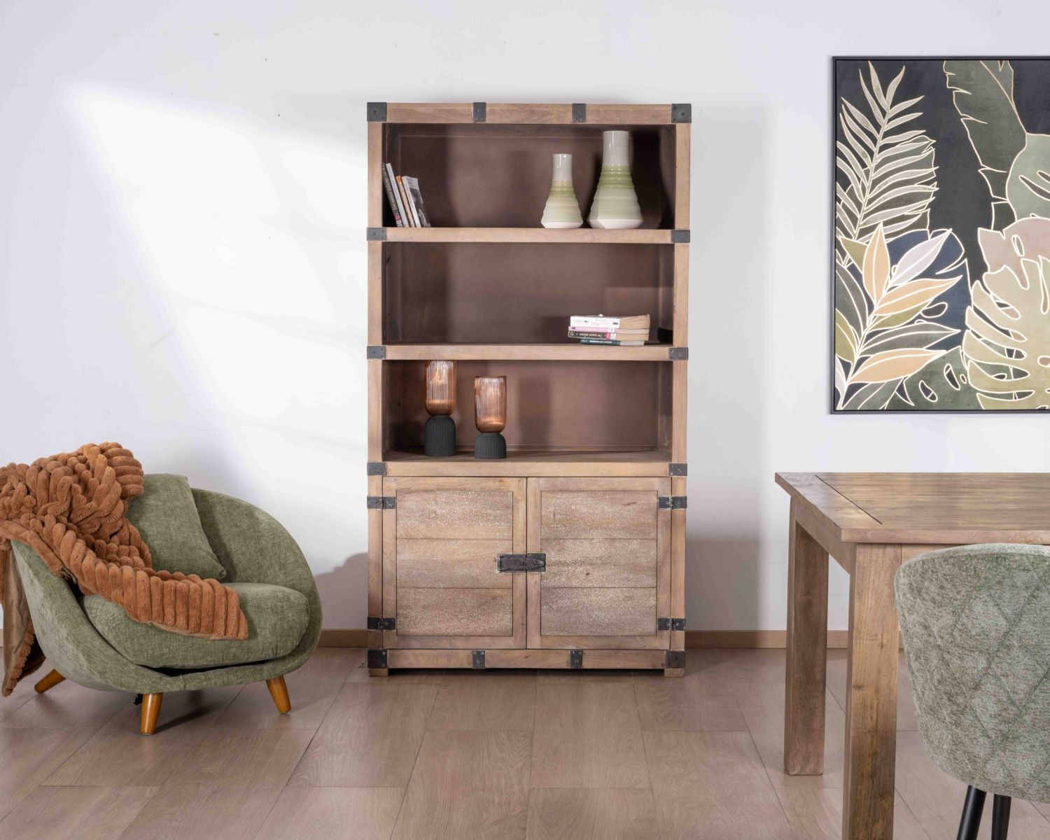 Armadio a giorno in stile vintage con 2 ante "Voyage" in legno e metallo