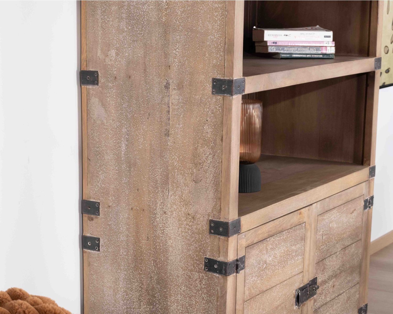 Armadio a giorno in stile vintage con 2 ante "Voyage" in legno e metallo