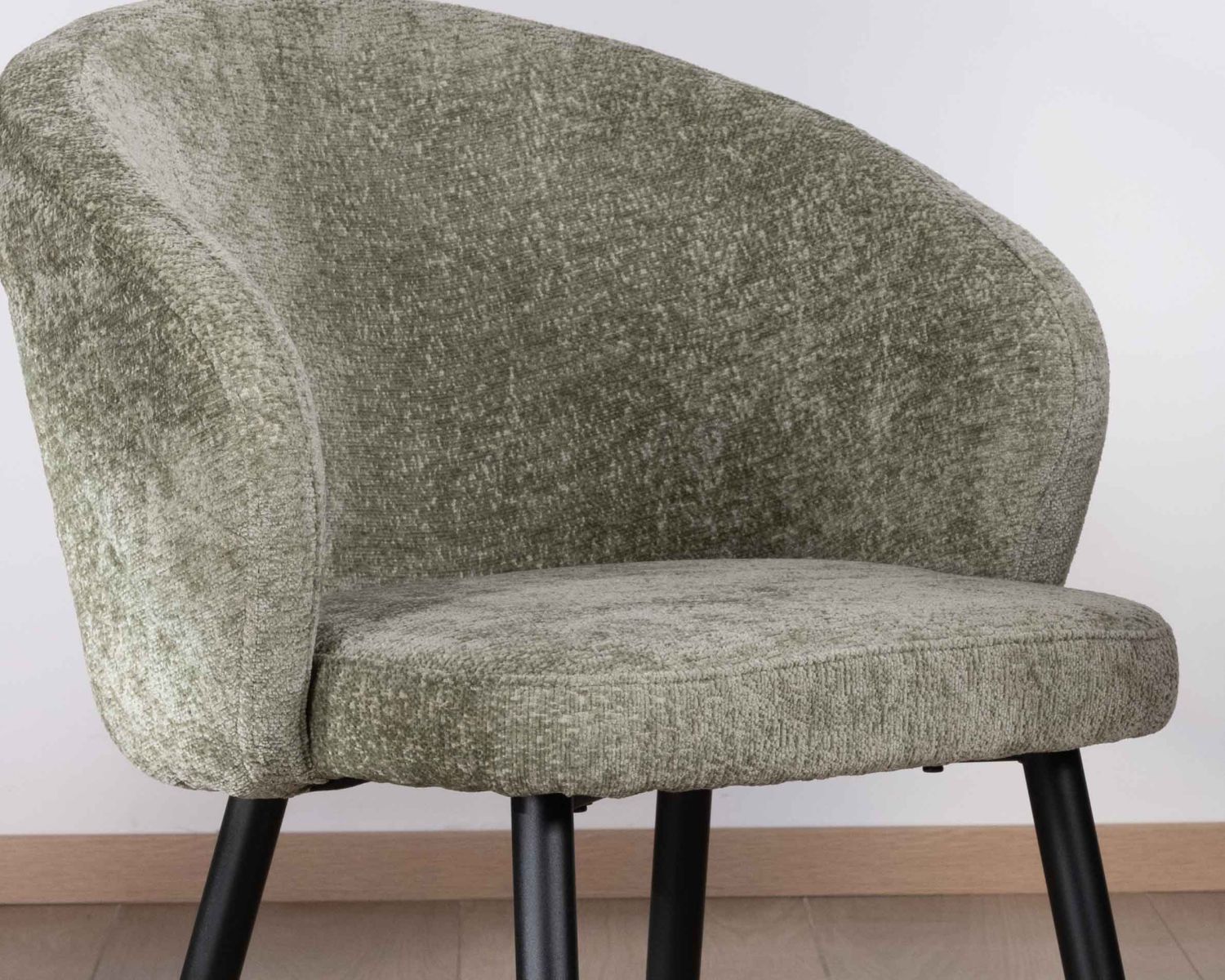 Set di 2 sedie contemporanee avvolgenti in tessuto bouclé "Kandy" verde