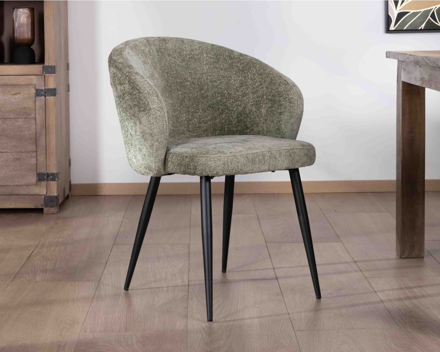 Set di 2 sedie contemporanee avvolgenti in tessuto bouclé "Kandy" verde