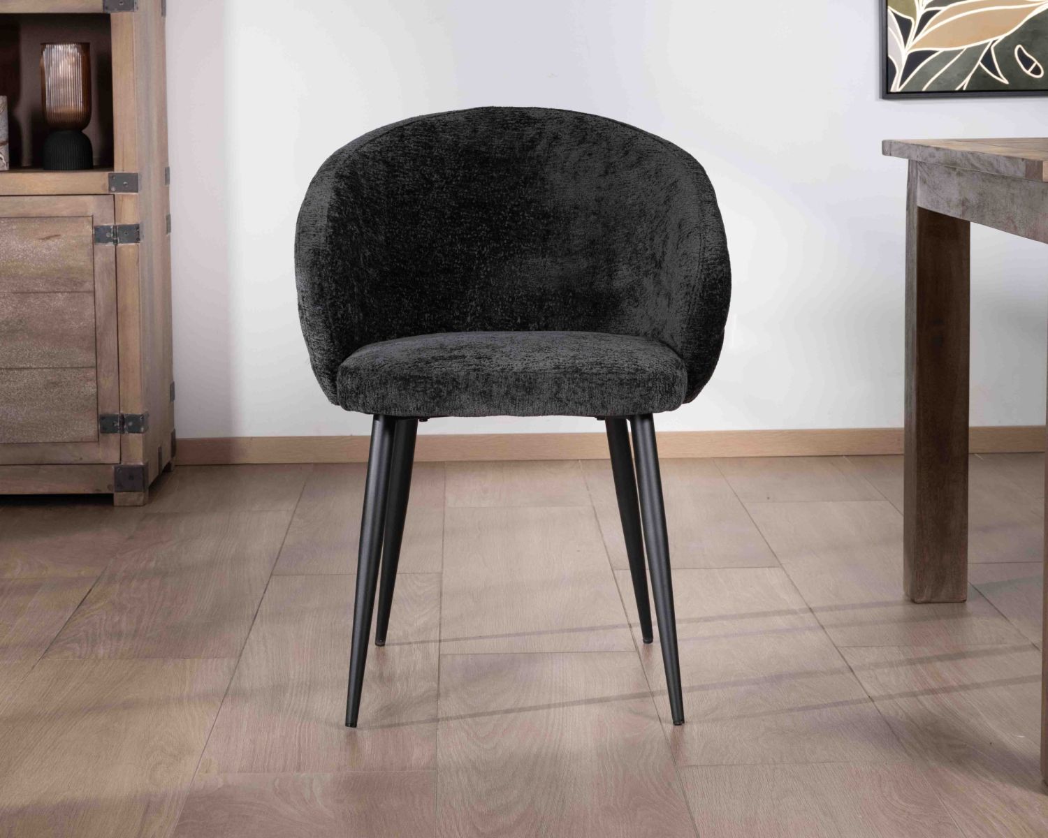 Set di 2 sedie contemporanee avvolgenti in tessuto "Kandy" nero