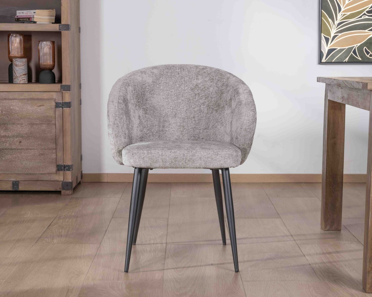 Set di 2 sedie da pranzo di design "Kandy" in tessuto grigio chiaro e gambe in metallo nero