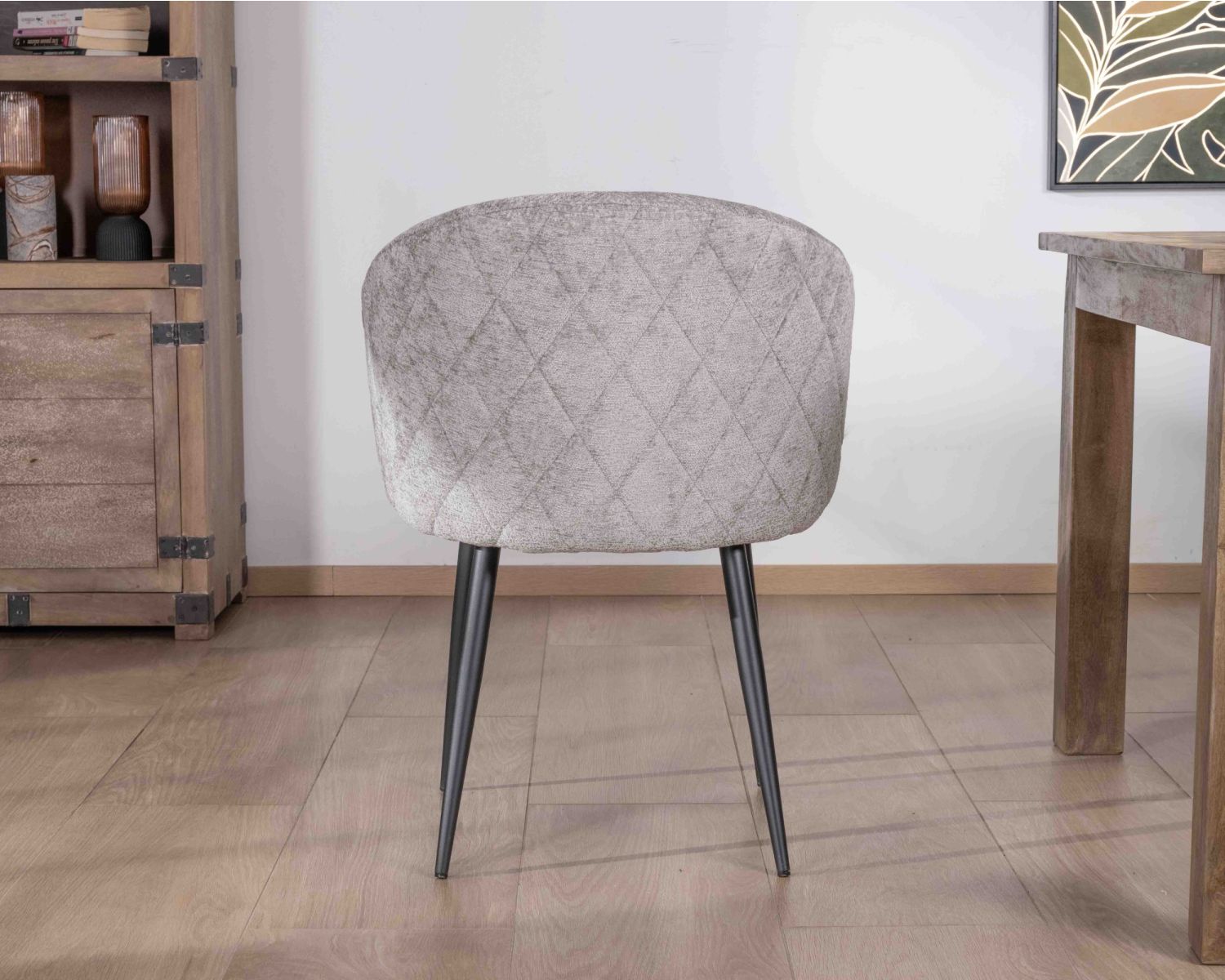 Set di 2 sedie da pranzo di design "Kandy" in tessuto grigio chiaro e gambe in metallo nero