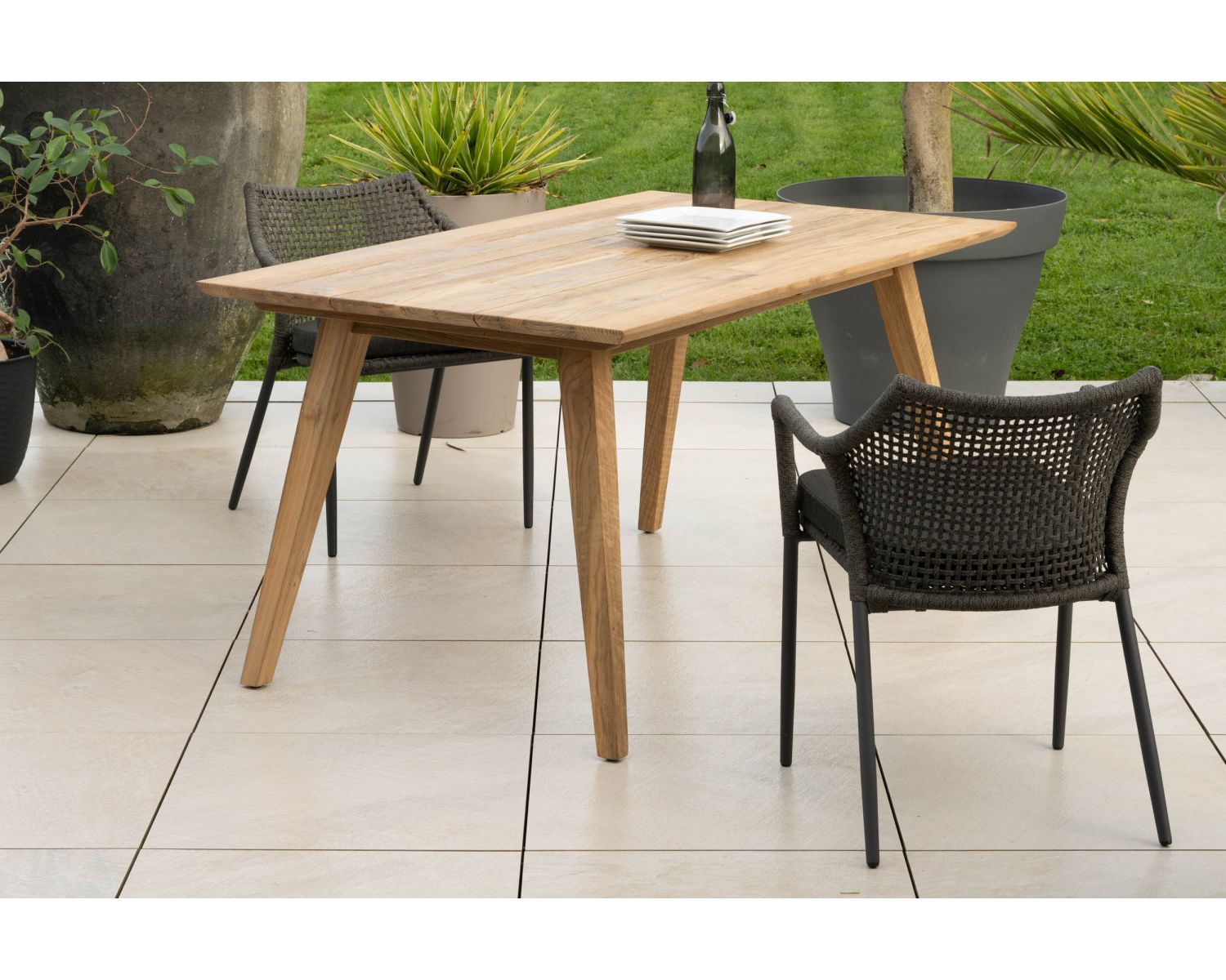 Set di 2 sedie da giardino avvolgenti in corda intrecciata "Chair'ming" grigio scuro