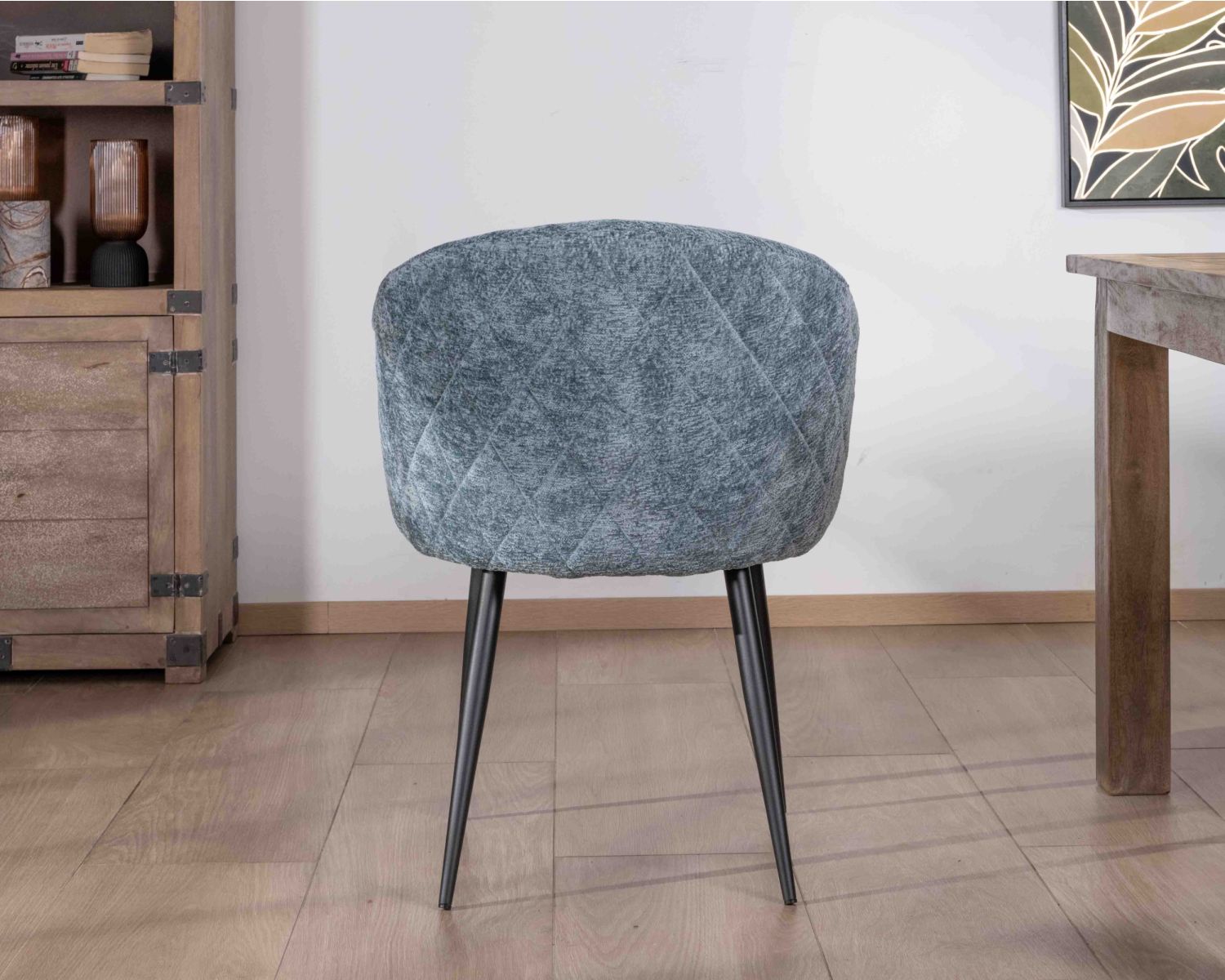 Set di 2 sedie da pranzo di design "Kandy" in tessuto blu e gambe in metallo nero