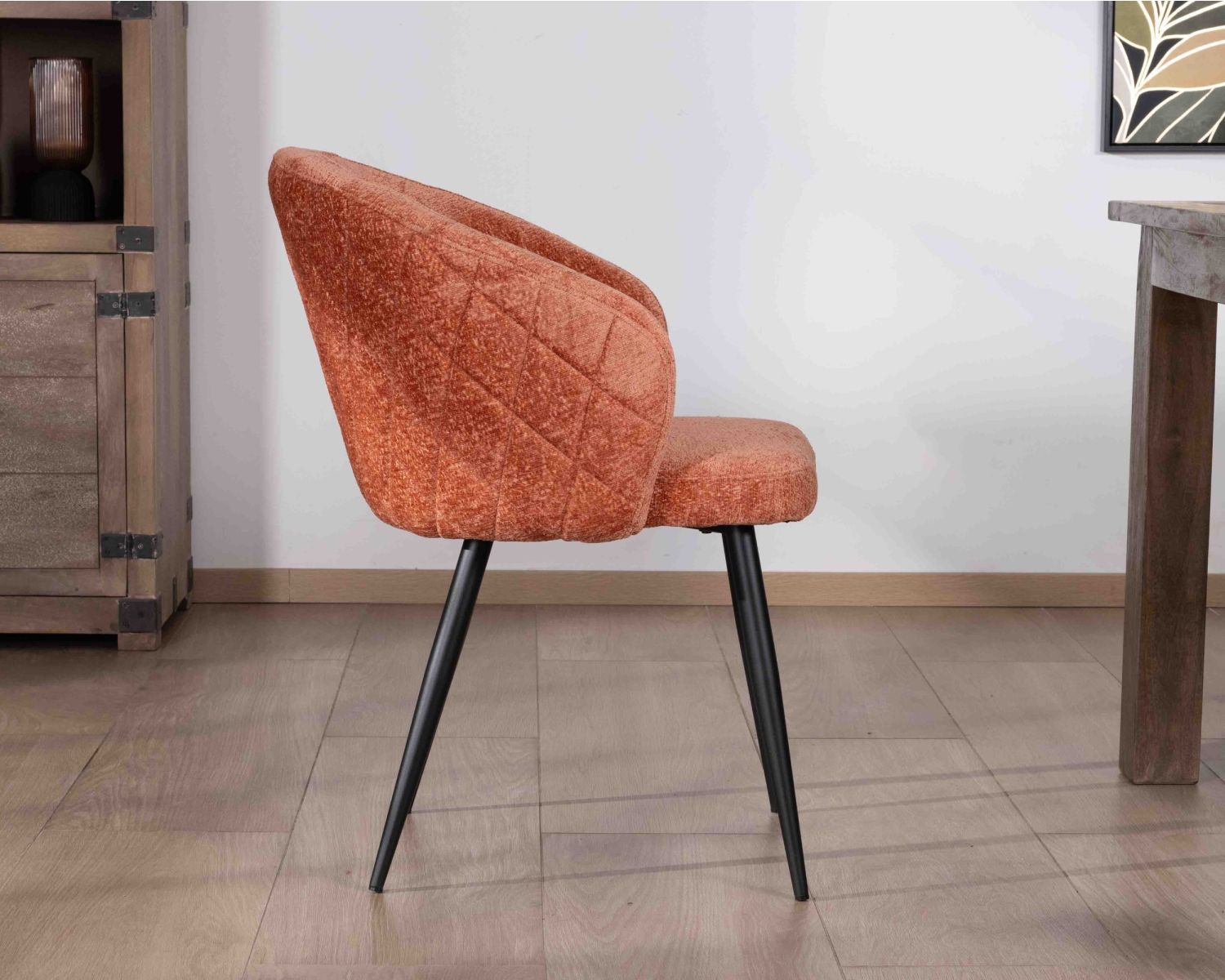 Set di 2 sedie contemporanee avvolgenti in tessuto bouclé "Kandy" color terracotta