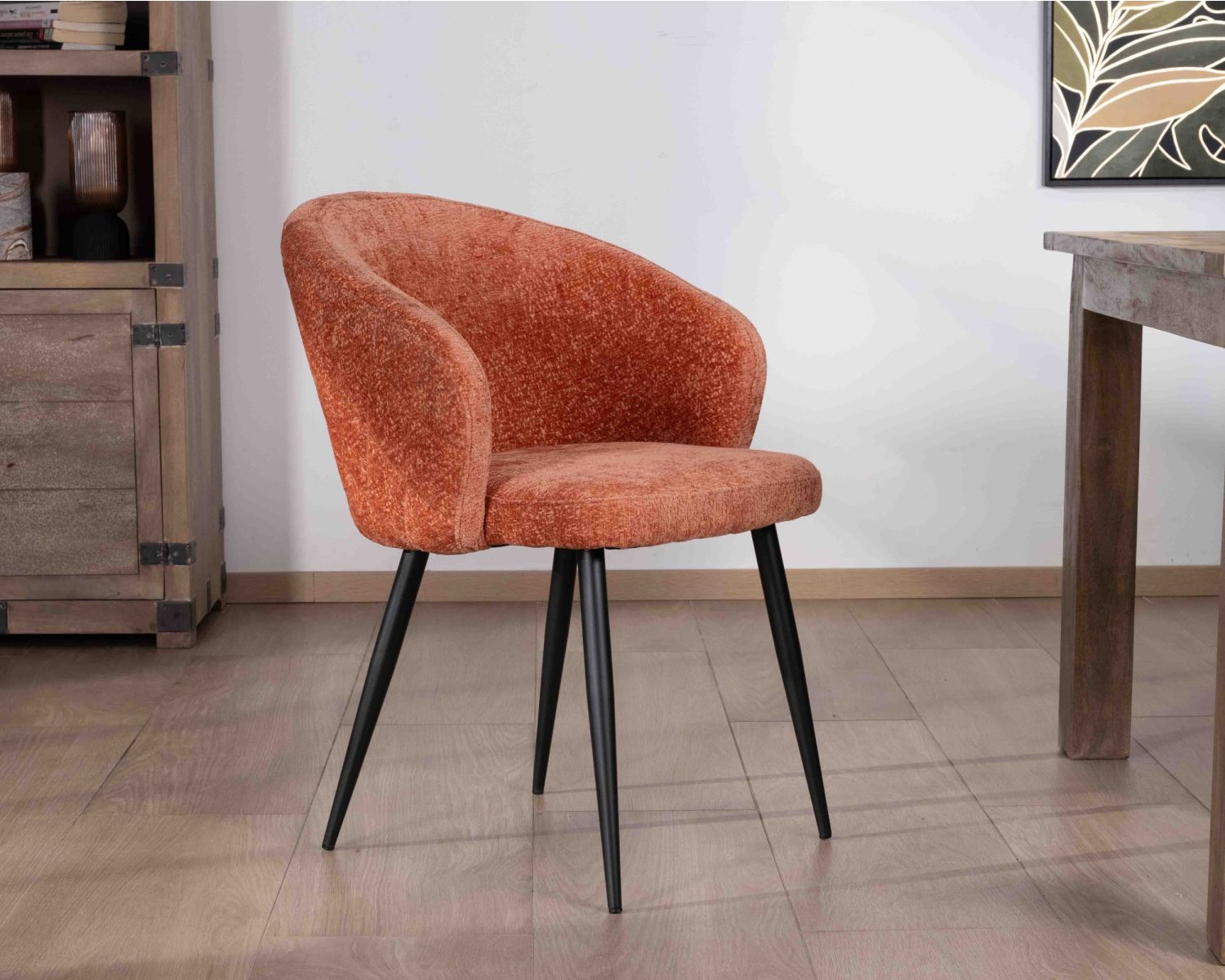 Set di 2 sedie contemporanee avvolgenti in tessuto bouclé "Kandy" color terracotta