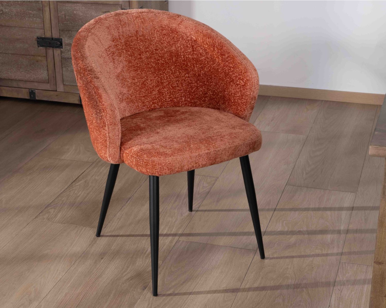 Set di 2 sedie contemporanee avvolgenti in tessuto bouclé "Kandy" color terracotta