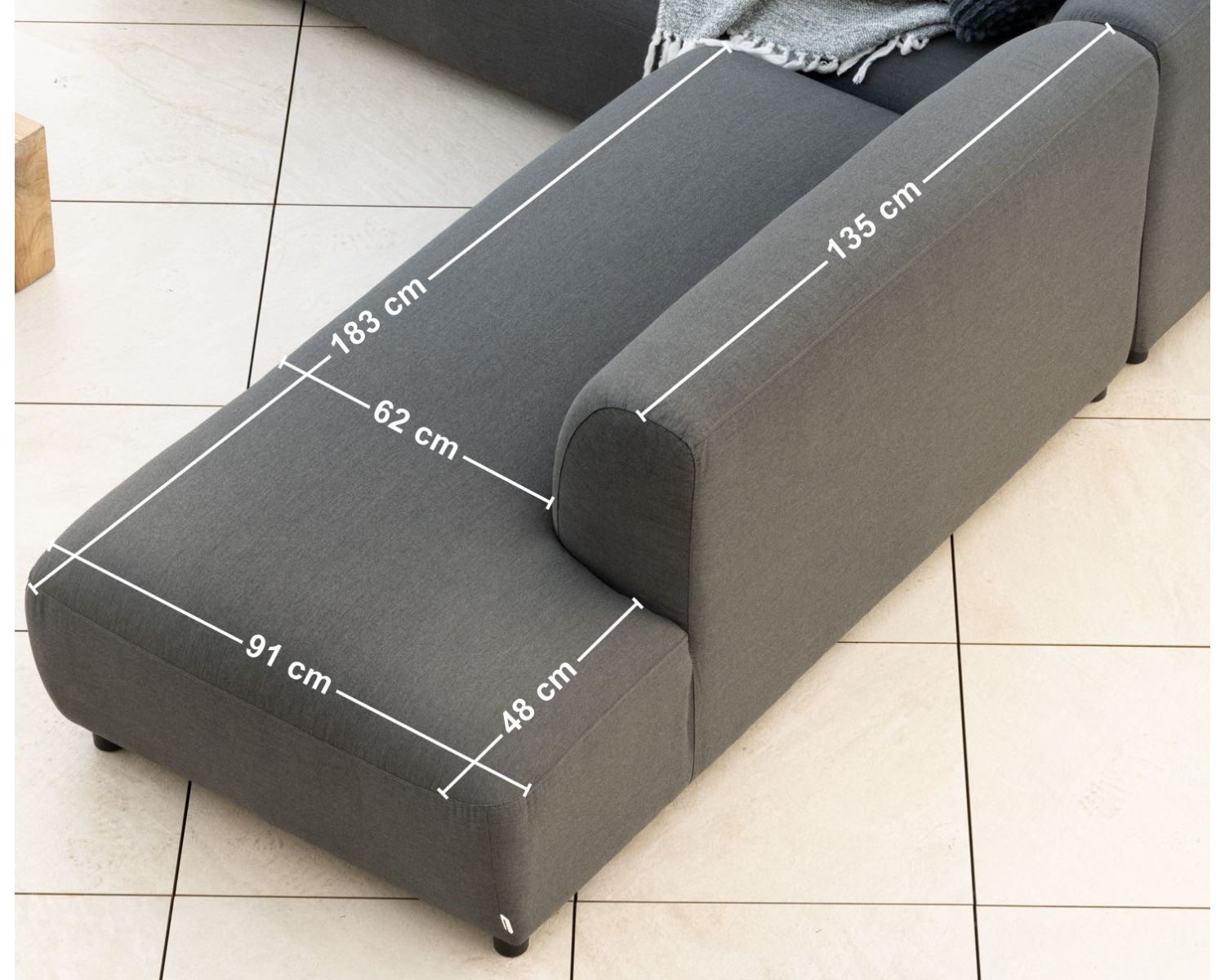 Divano speciale riscaldato per esterni in tessuto "Aurora" antracite, schienale destro