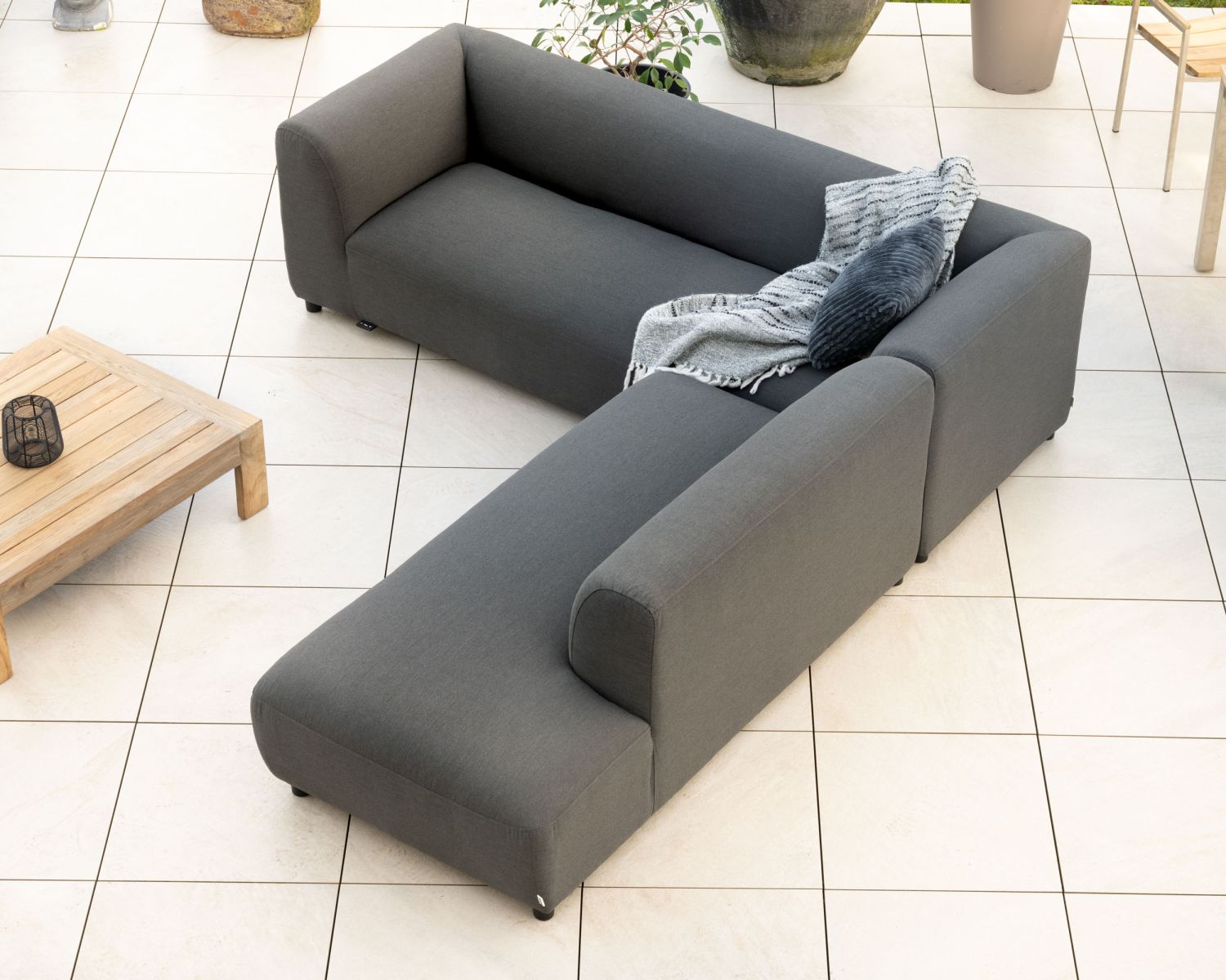 Divano speciale riscaldato per esterni in tessuto "Aurora" antracite, schienale destro