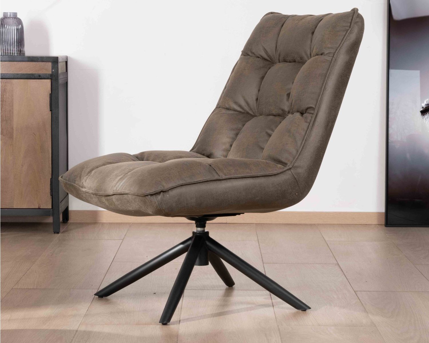 Poltrona reclinabile ultraconfortevole "Grundy" con base girevole in tessuto microfibra verde kaki