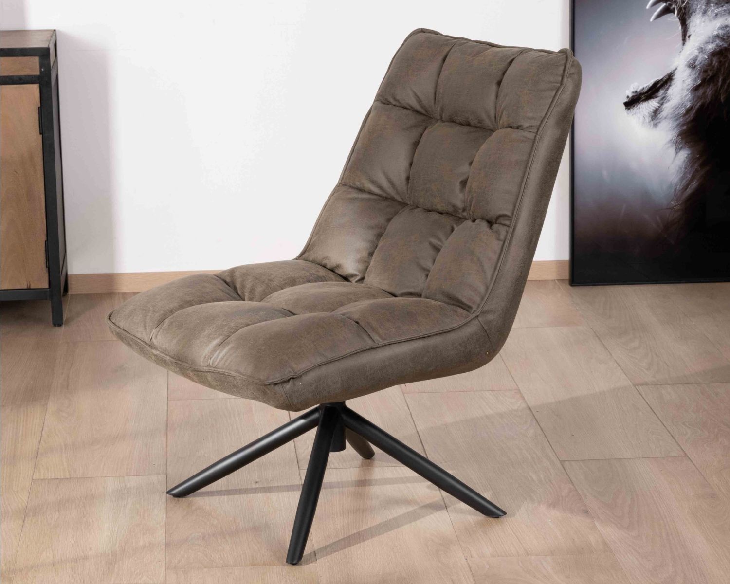 Poltrona reclinabile ultraconfortevole "Grundy" con base girevole in tessuto microfibra verde kaki