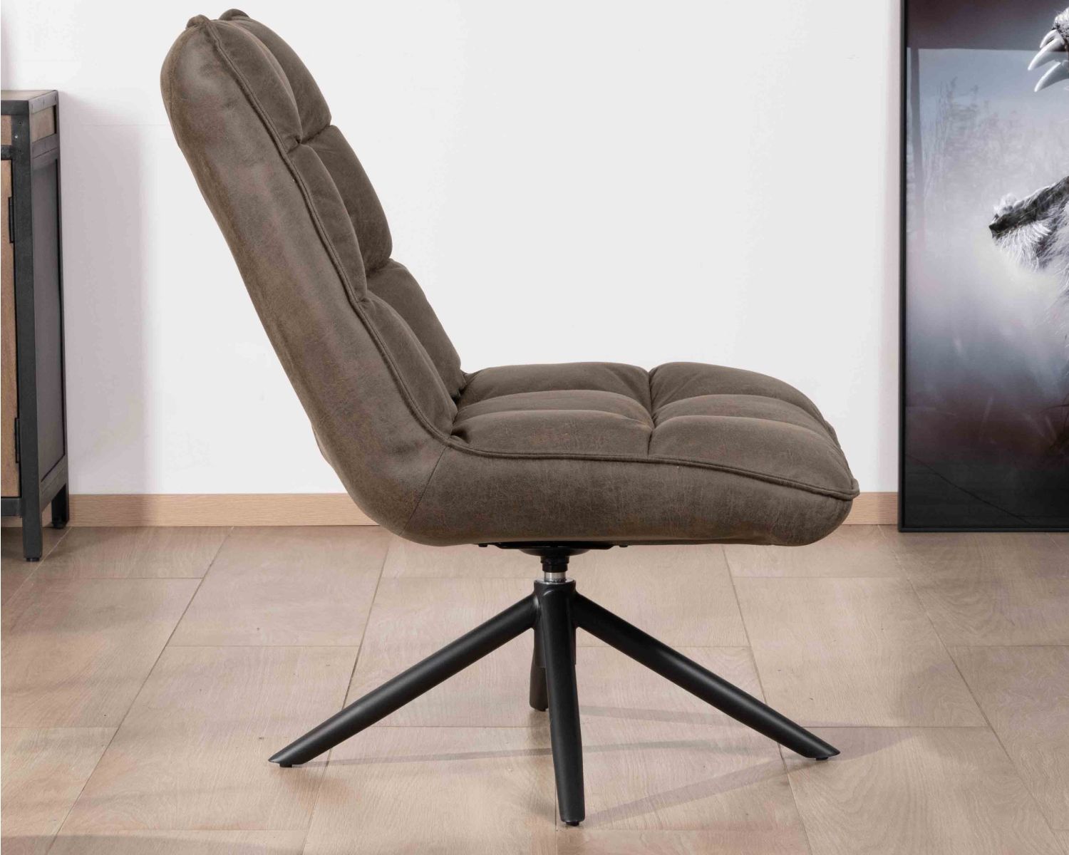 Poltrona reclinabile ultraconfortevole "Grundy" con base girevole in tessuto microfibra verde kaki