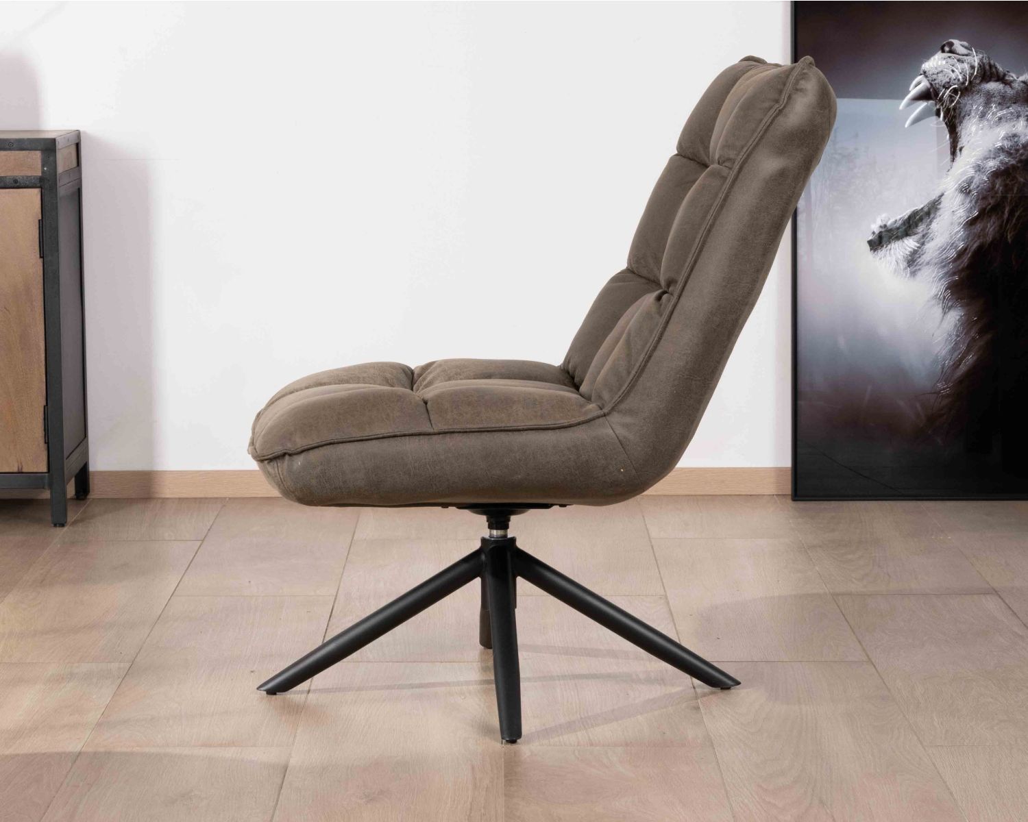 Poltrona reclinabile ultraconfortevole "Grundy" con base girevole in tessuto microfibra verde kaki