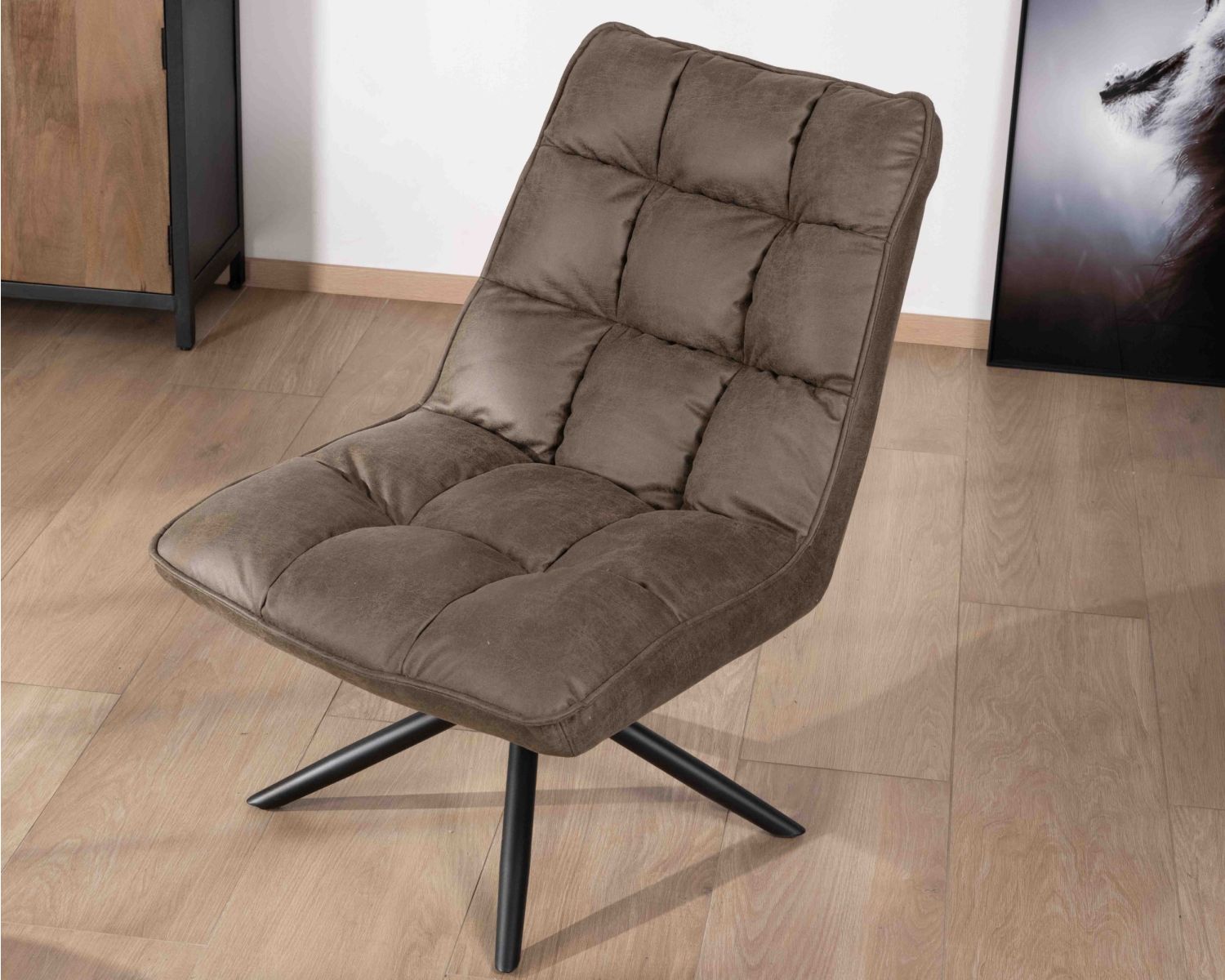 Poltrona reclinabile ultraconfortevole "Grundy" con base girevole in tessuto microfibra verde kaki