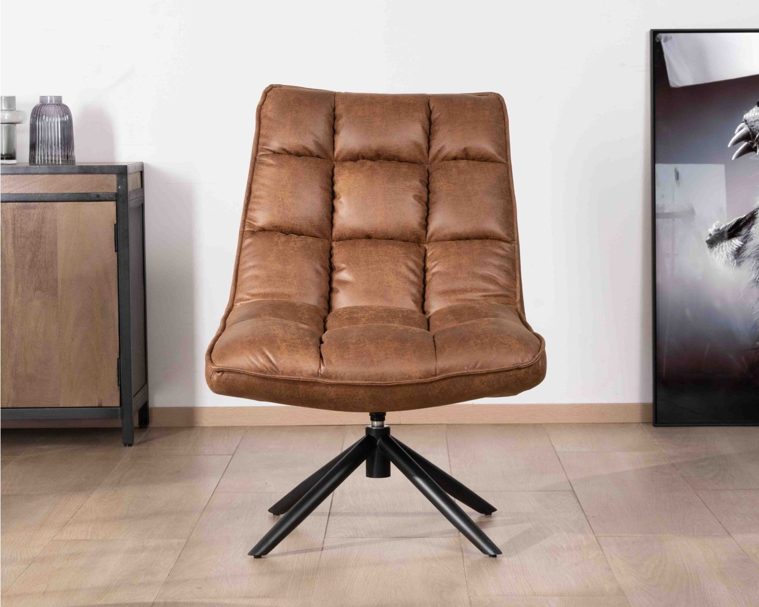 Poltrona reclinabile ultra confortevole "Grundy" con base girevole in tessuto microfibra Havana