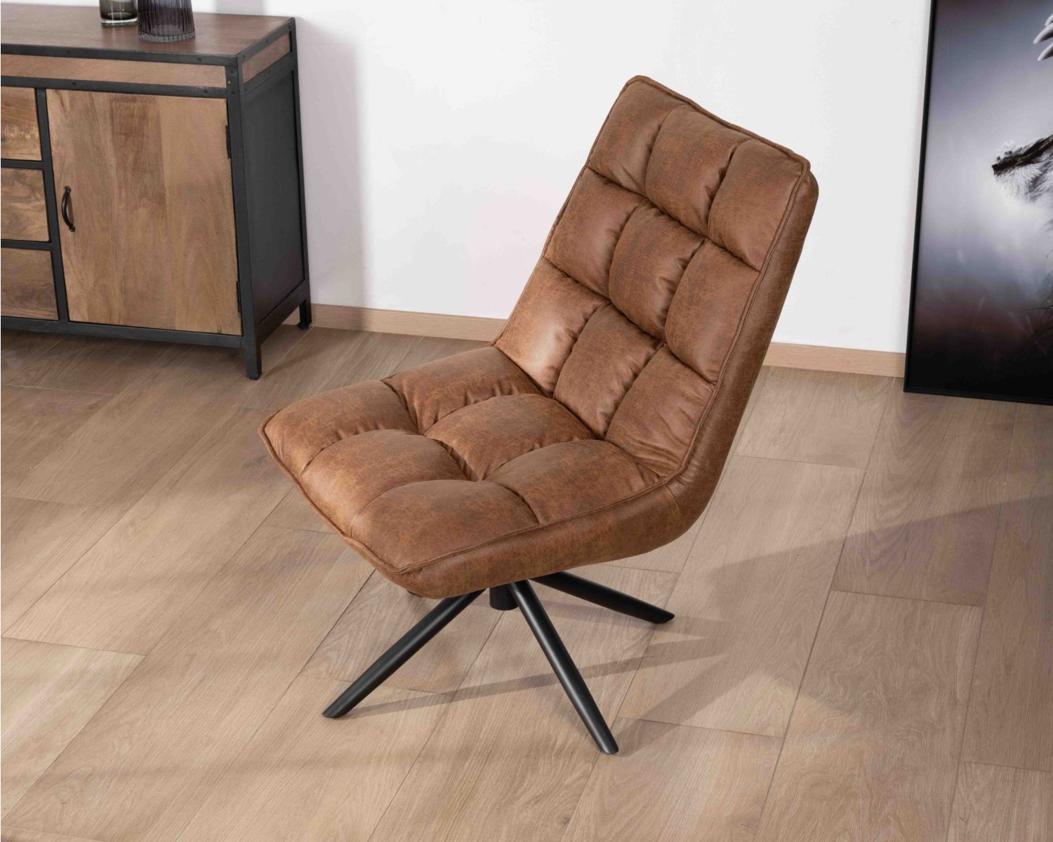 Poltrona reclinabile ultra confortevole "Grundy" con base girevole in tessuto microfibra Havana