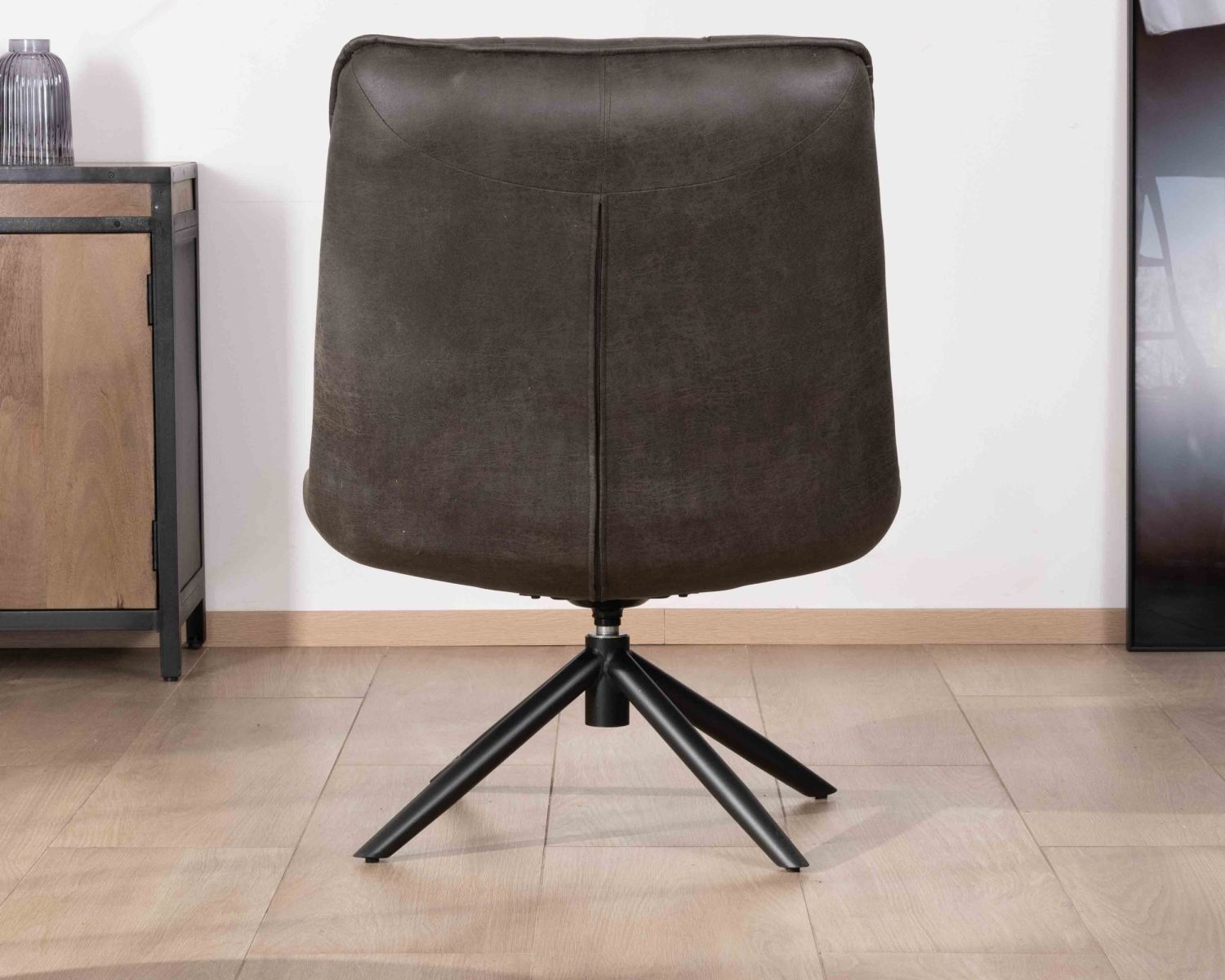 Poltrona girevole ultraconfortevole "Grundy" in tessuto microfibra grigio scuro