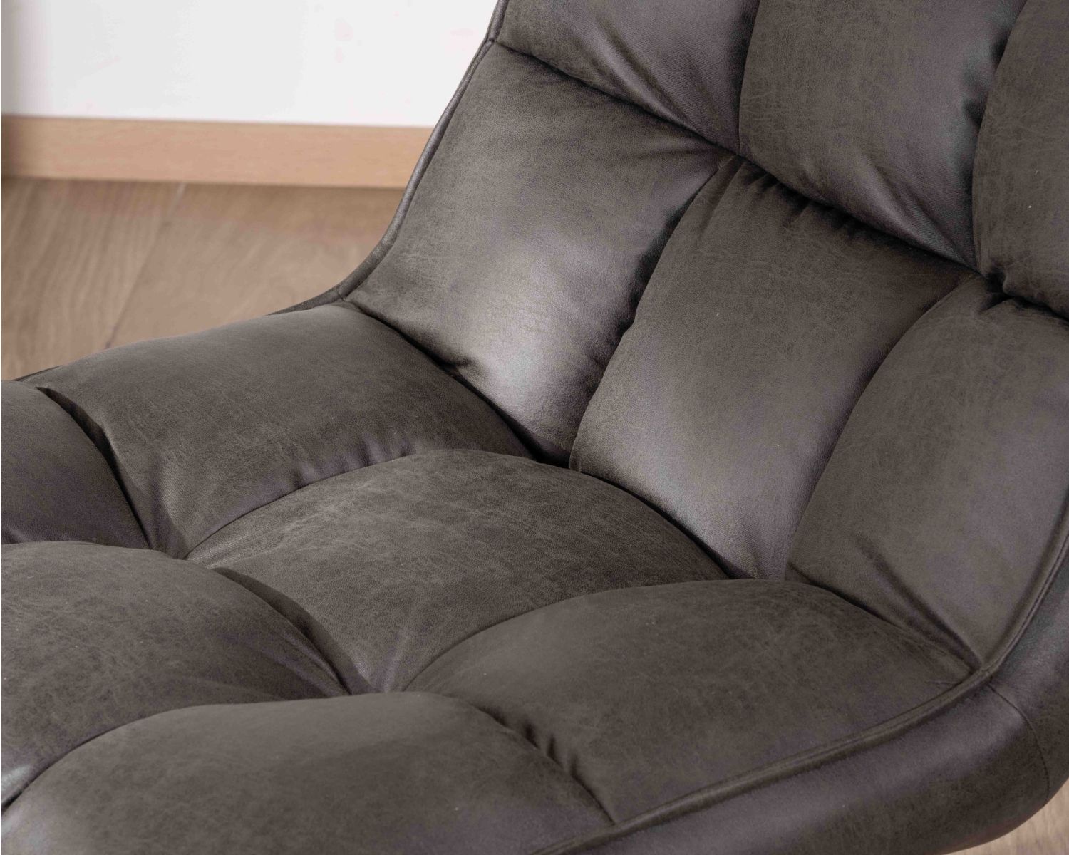 Poltrona girevole ultraconfortevole "Grundy" in tessuto microfibra grigio scuro