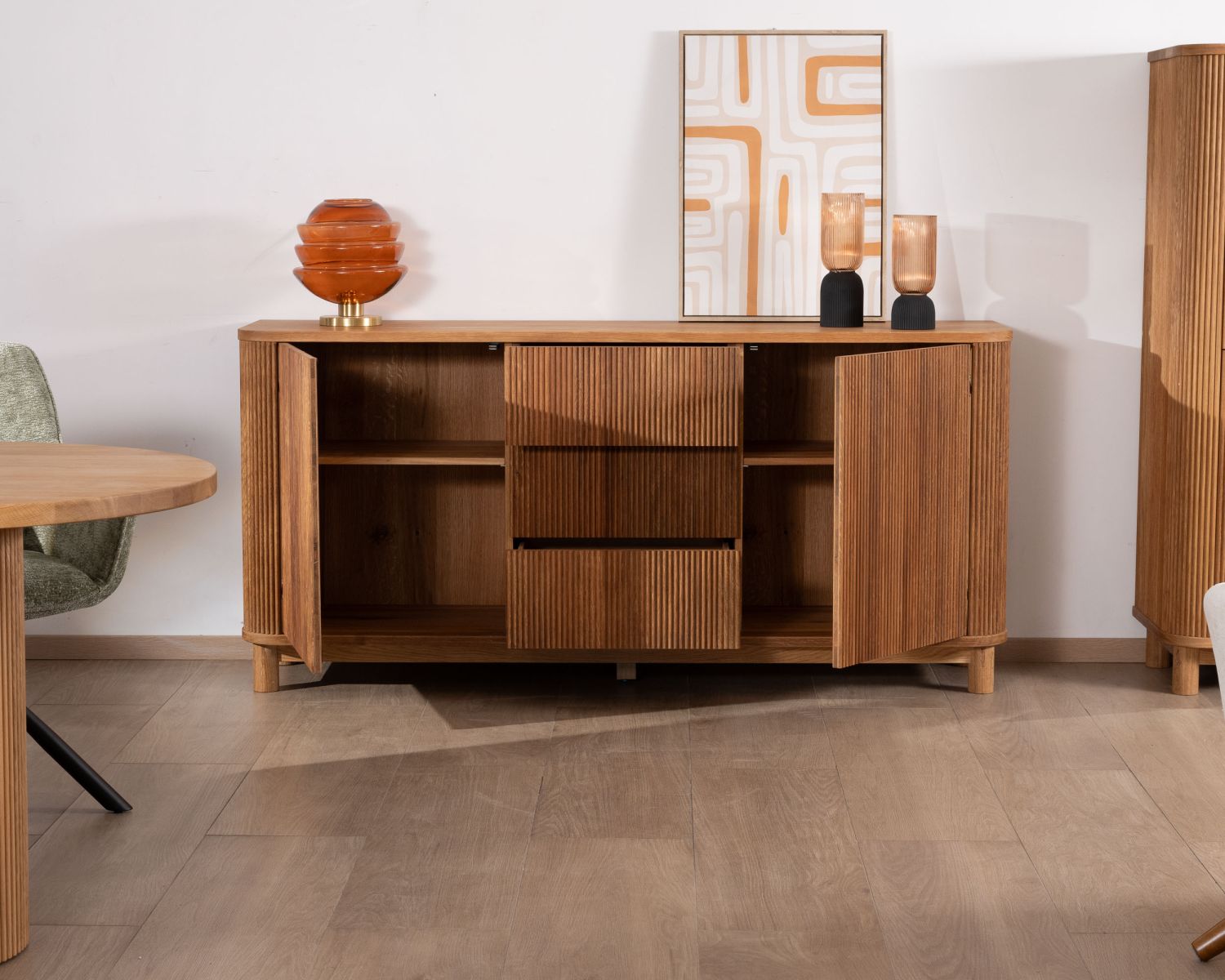 Grande credenza in stile retrò in rovere oliato da 180 cm "Winton
