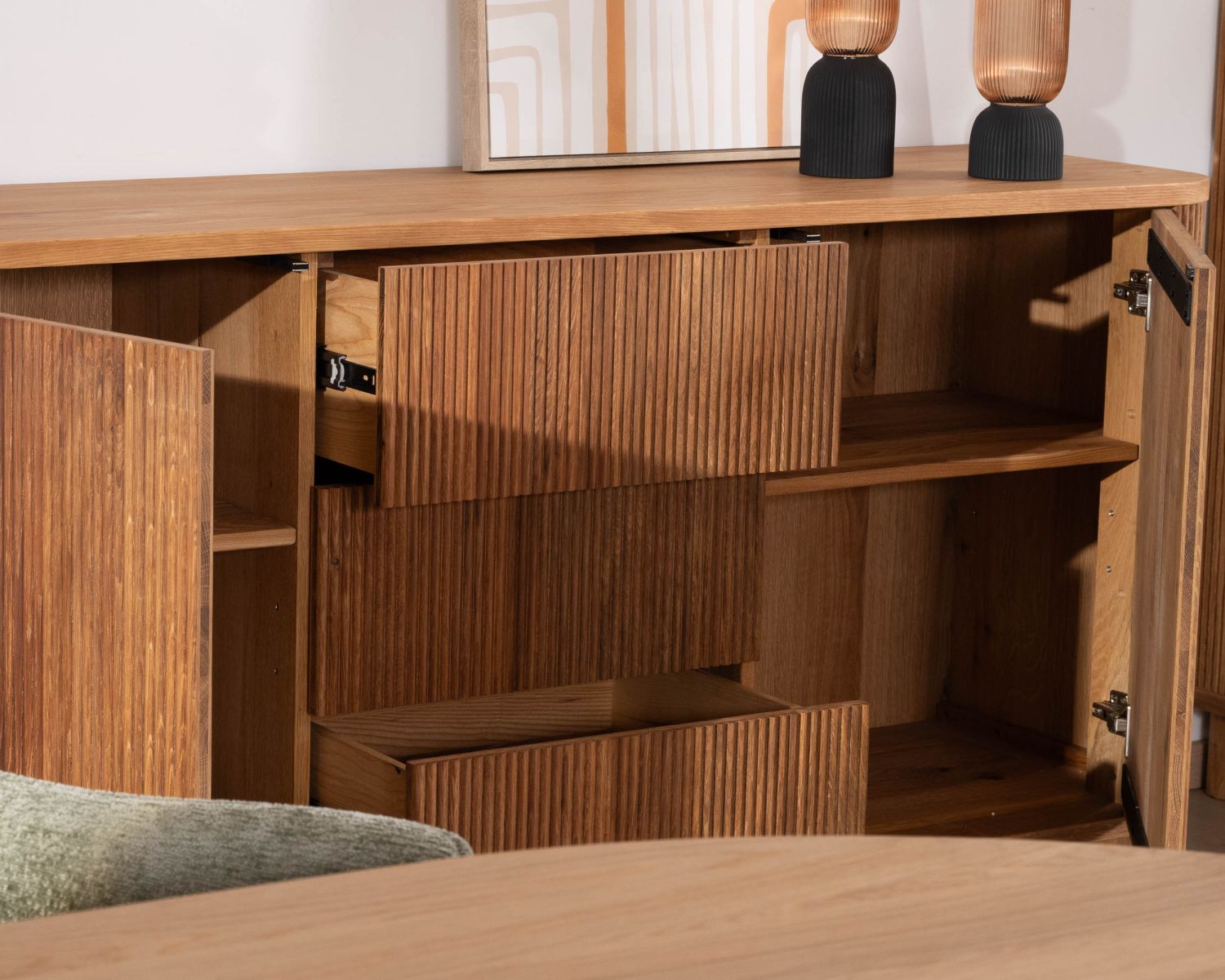 Grande credenza in stile retrò in rovere oliato da 180 cm "Winton