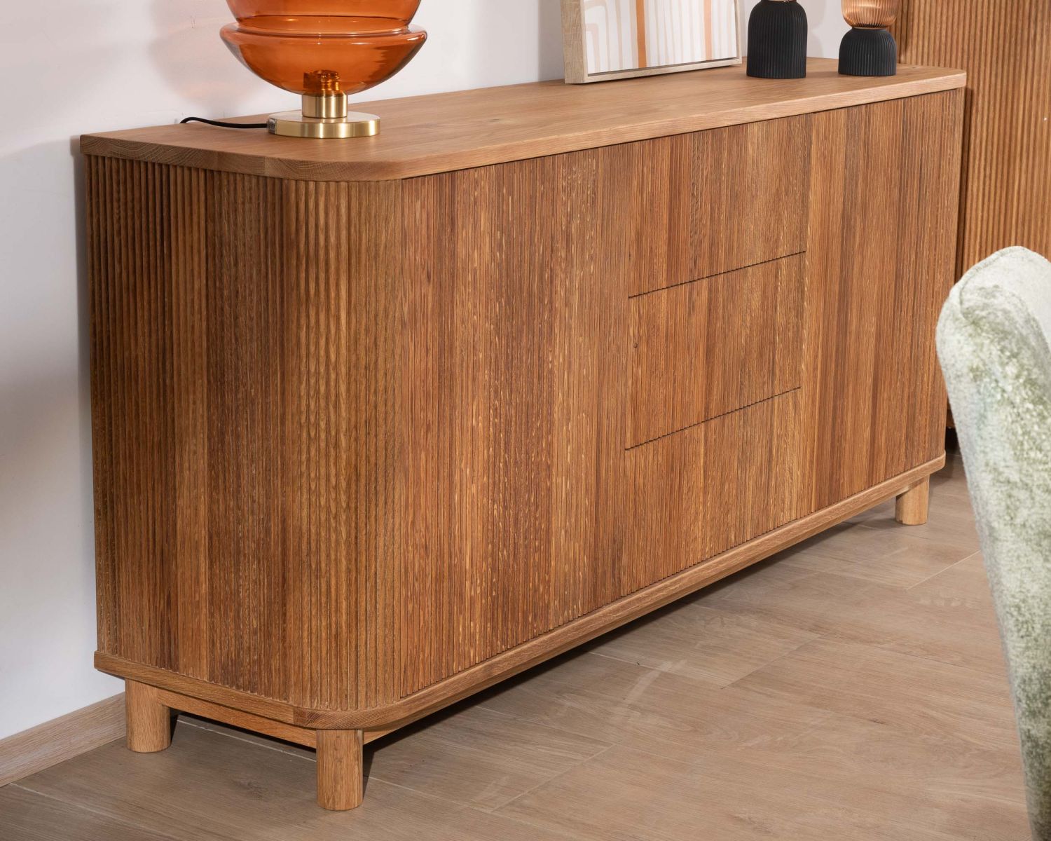 Grande credenza in stile retrò in rovere oliato da 180 cm "Winton