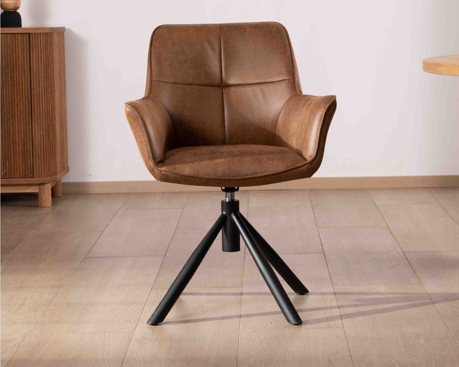 Set di 2 sedie avvolgenti "Ritchey" su base girevole in tessuto microfibra Havana