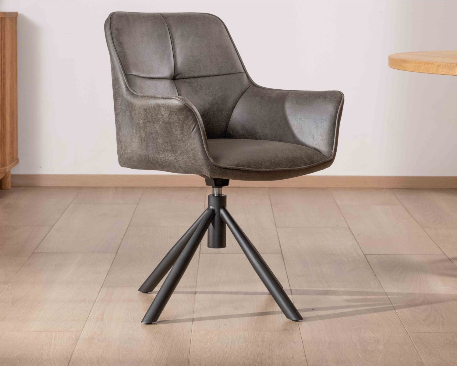 Set di 2 sedie avvolgenti "Ritchey" su gambe girevoli in tessuto microfibra grigio