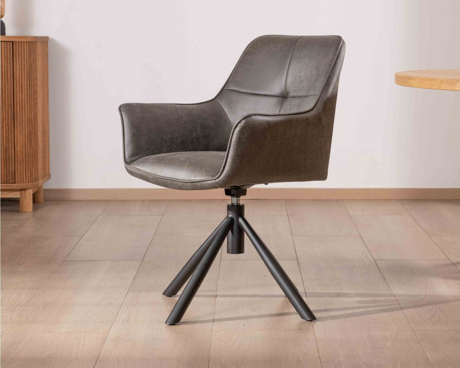 Set di 2 sedie avvolgenti "Ritchey" su gambe girevoli in tessuto microfibra grigio