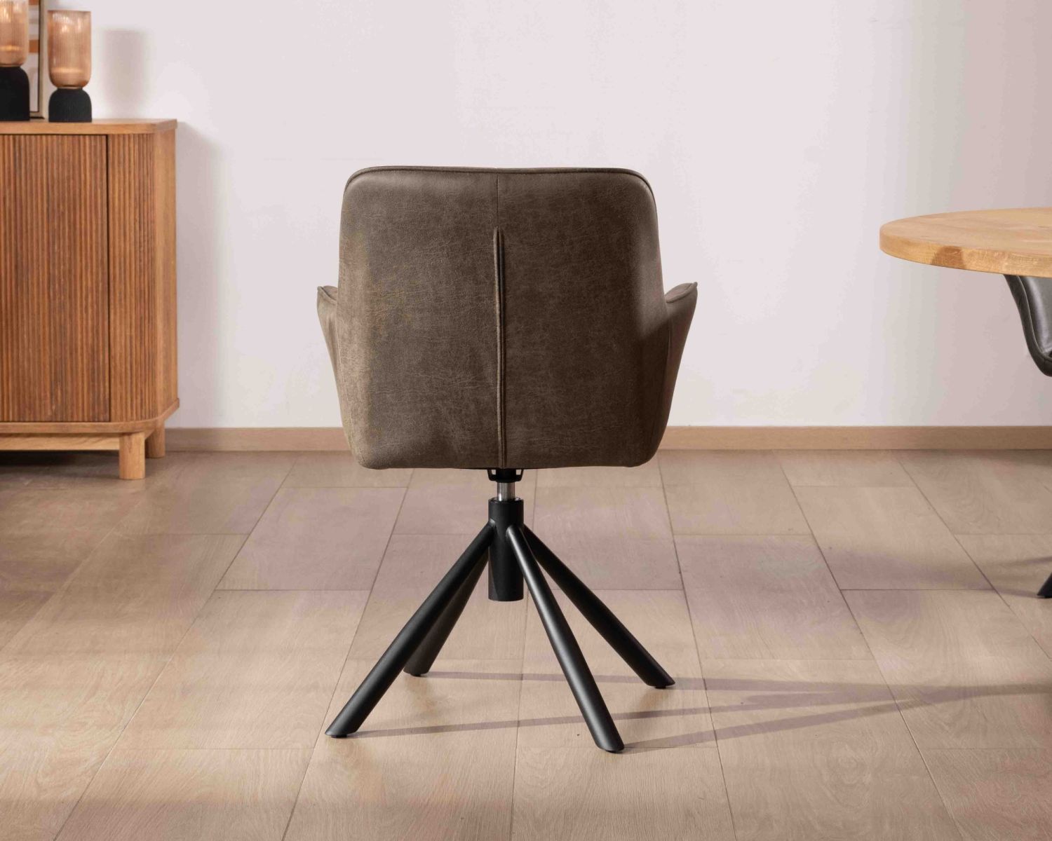 Set di 2 sedie "Ritchey" con braccioli su base girevole in tessuto microfibra kaki