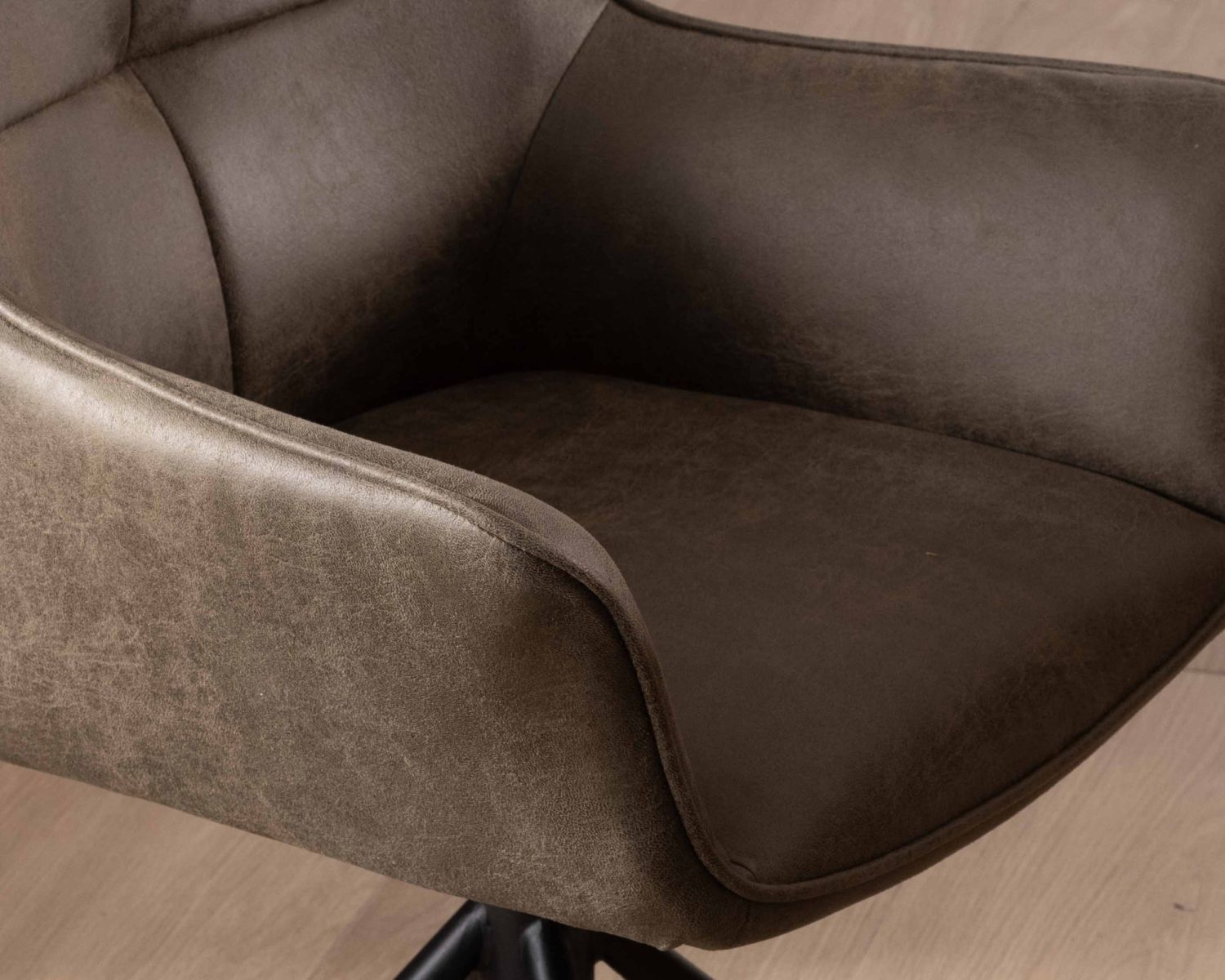 Set di 2 sedie "Ritchey" con braccioli su base girevole in tessuto microfibra kaki