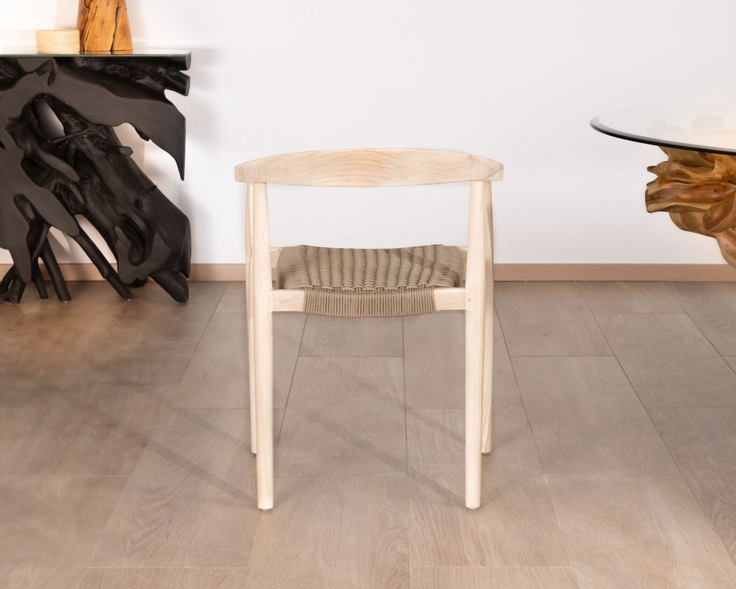 Set di 4 sedie "Tiska" in teak naturale con seduta intrecciata