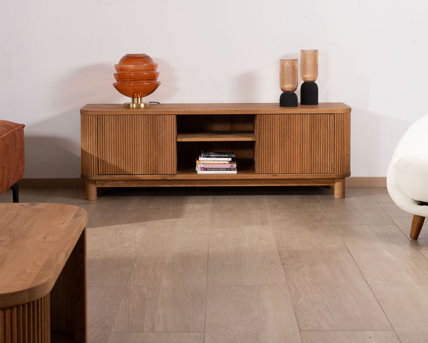 Mobile TV a 2 ante "Winton" da 150 cm in rovere oliato, stile retrò