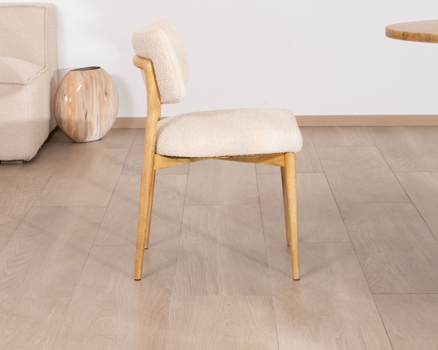 Set di 2 sedie in stile scandinavo "Isadora" in frassino naturale e tessuto beige