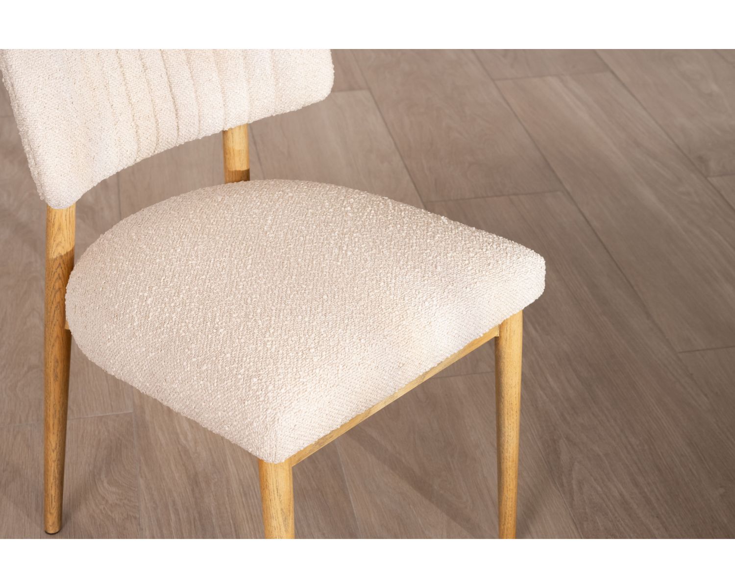 Set di 2 sedie in stile scandinavo "Isadora" in frassino naturale e tessuto beige